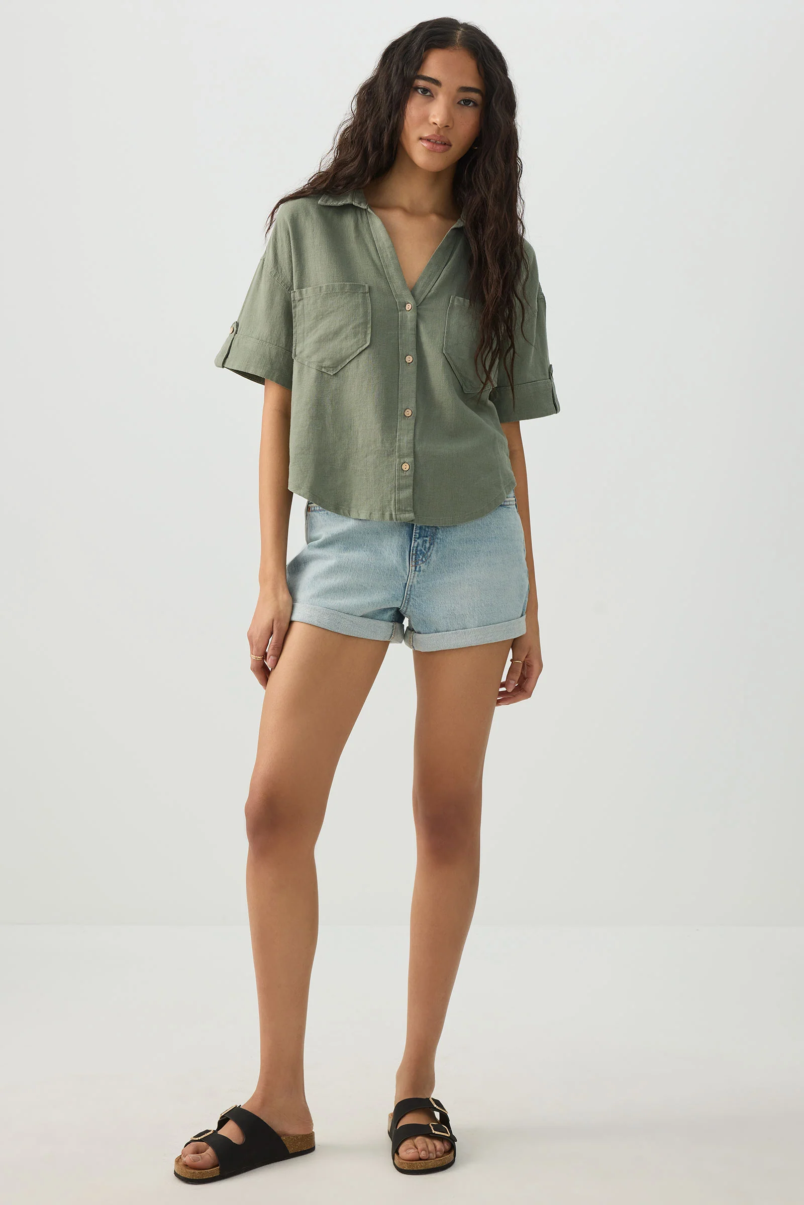 Linen Blend Utility Shirt - Image 3
