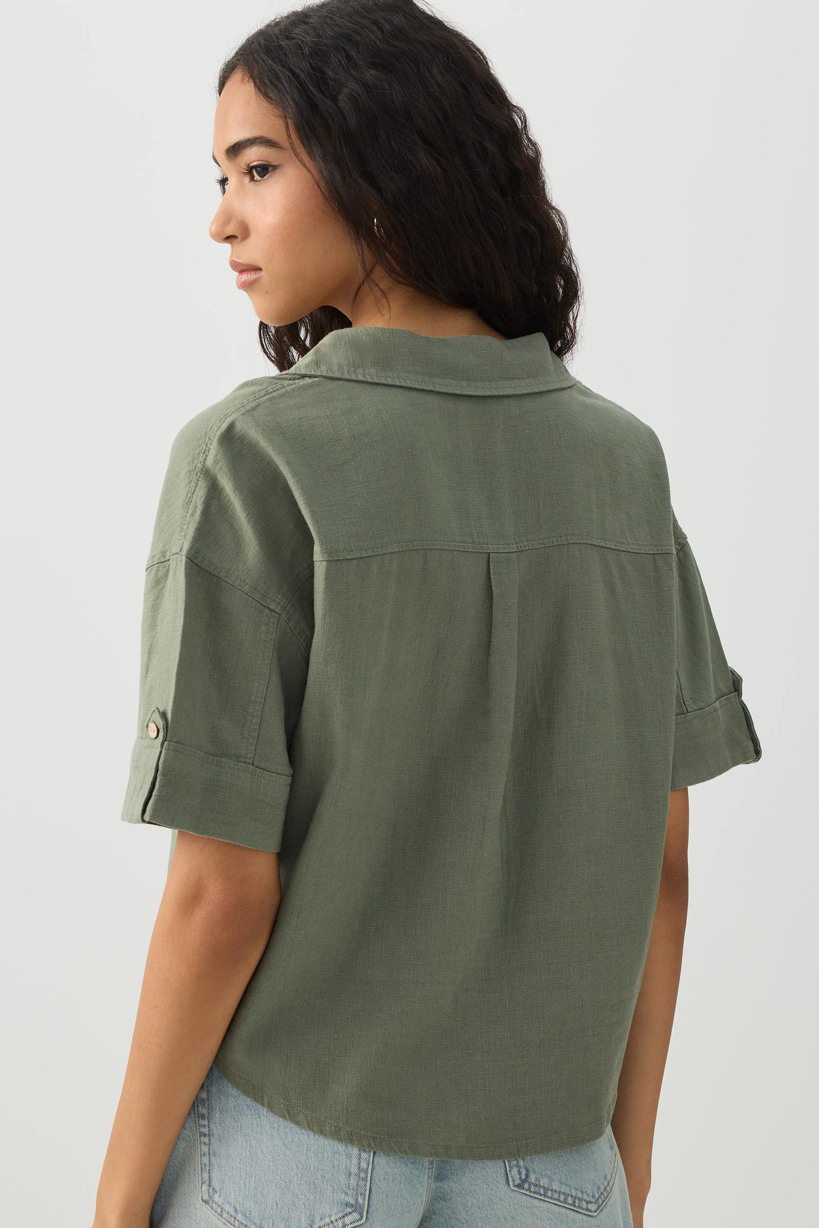 Linen Blend Utility Shirt - Image 4