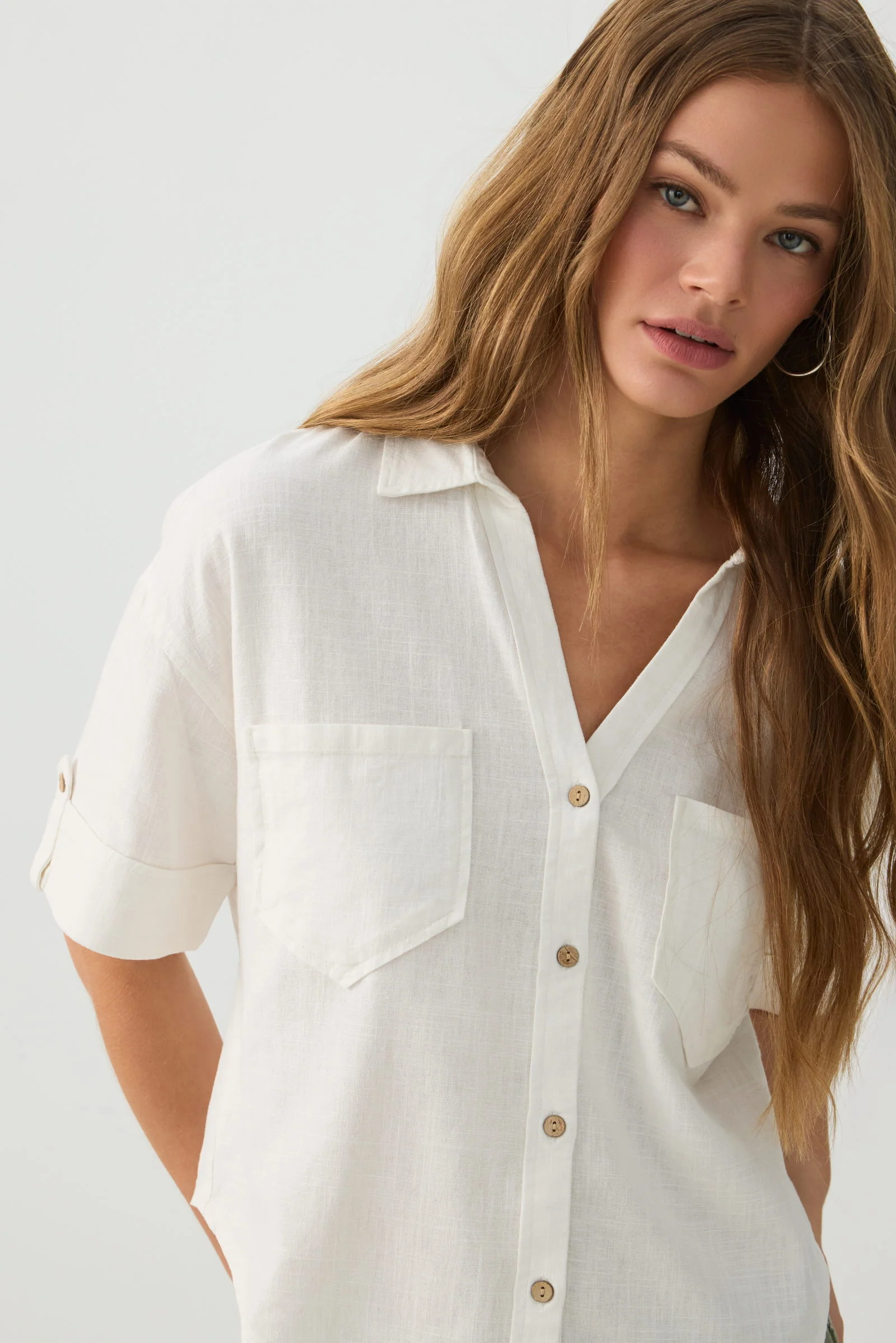 Linen Blend Utility Shirt - Image 2