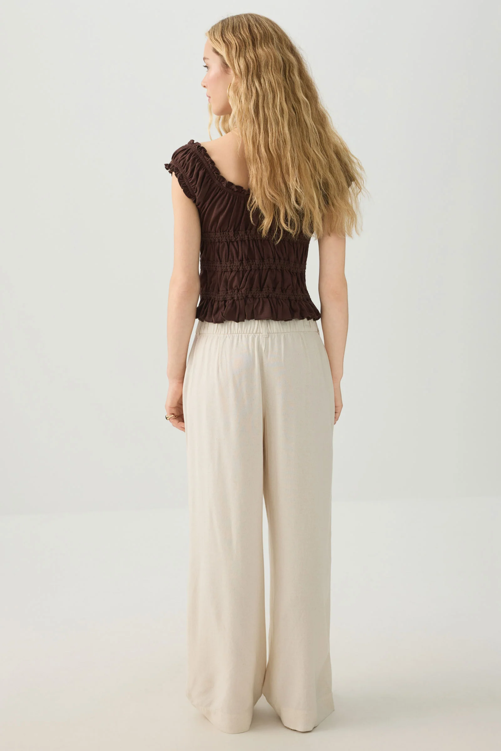 Linen Blend Wide Leg Tailored Pant - Image 4