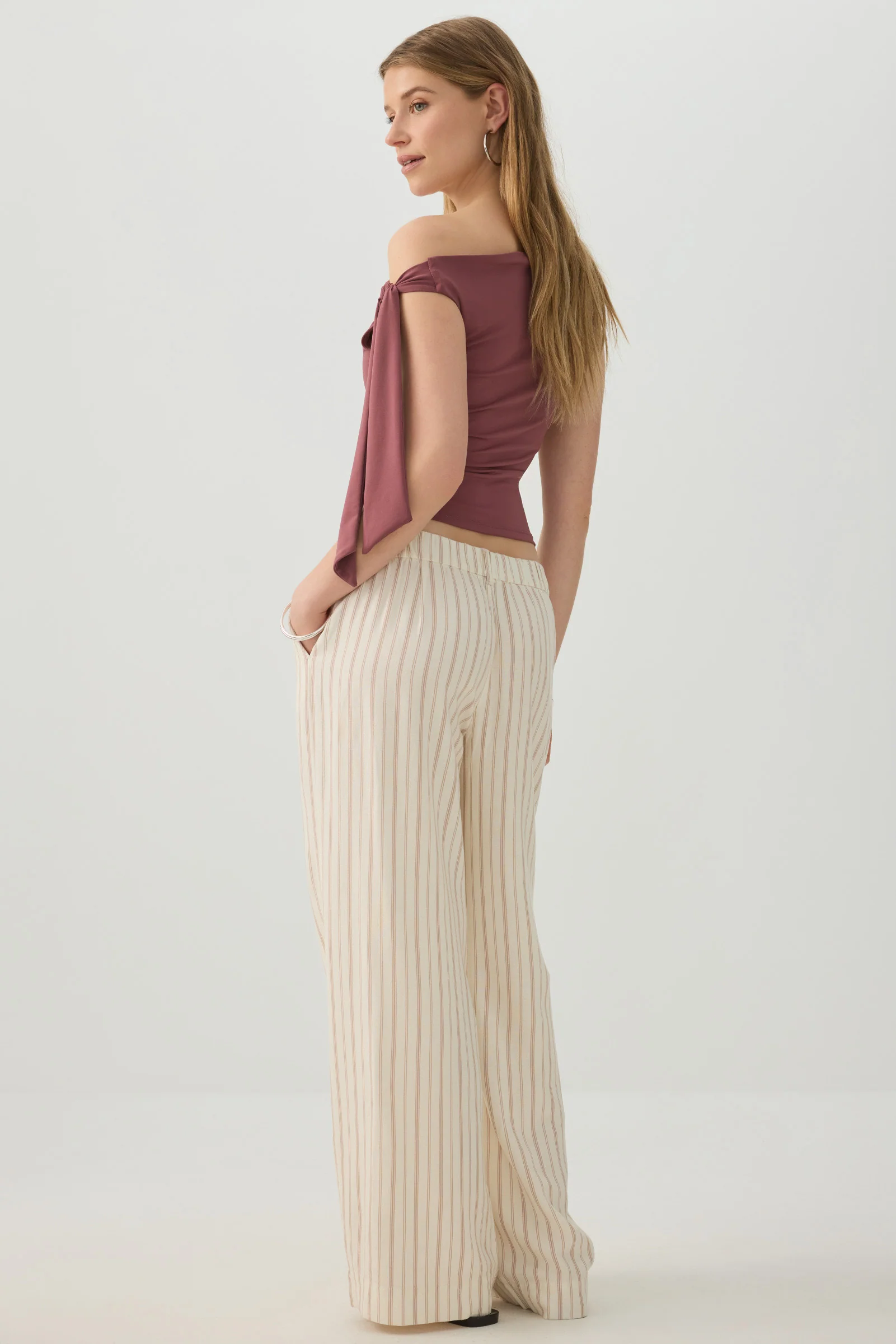 Linen Blend Wide Leg Tailored Pant - Image 4