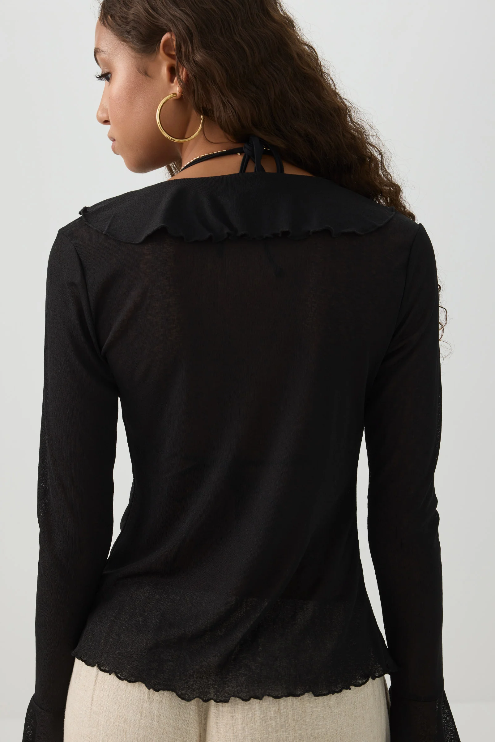Long Sleeve Blouse with Frills - Image 4