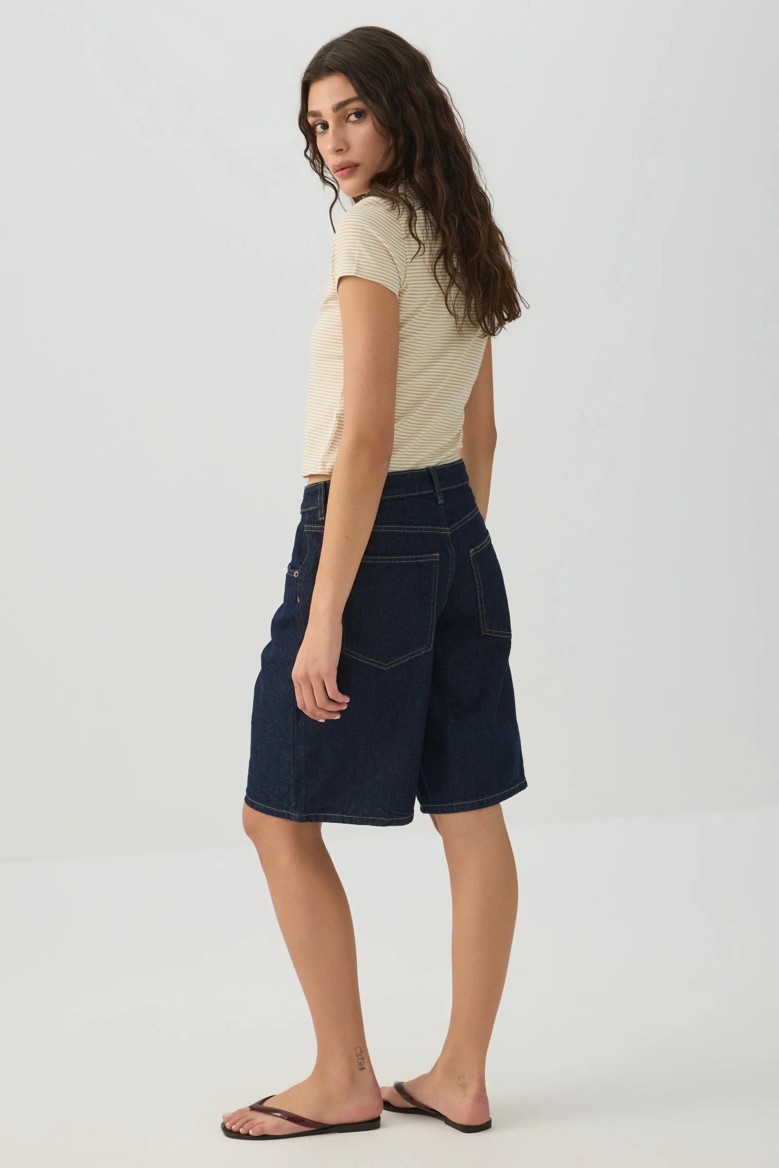Low Rise Denim Jorts - Image 4