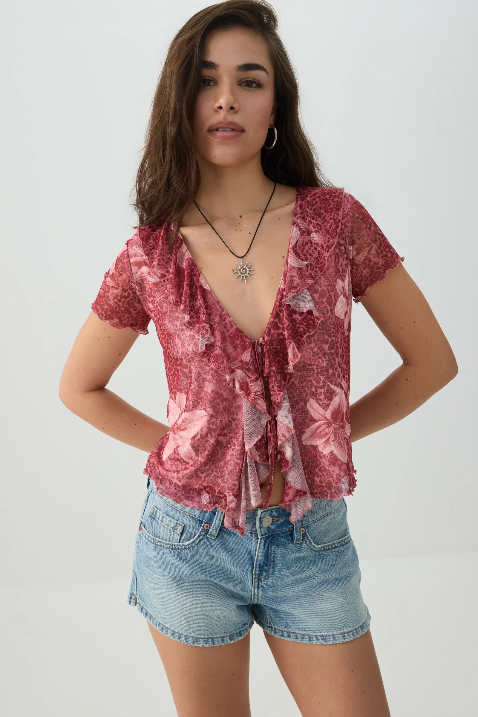 Low Rise Rigid Denim Shorts - Image 3
