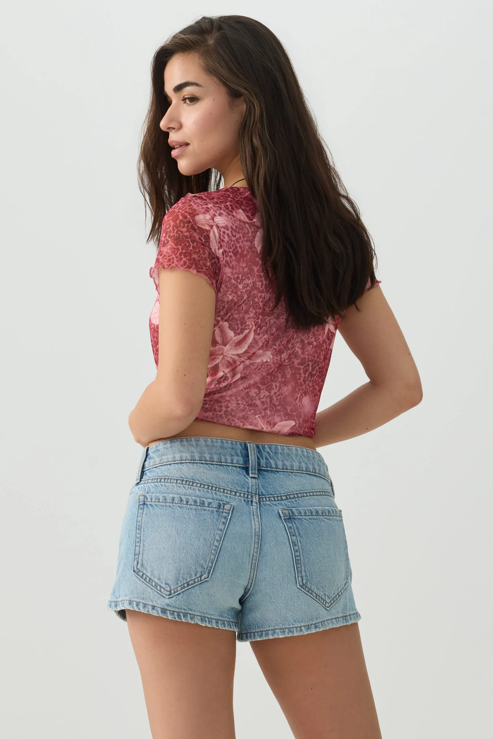 Low Rise Rigid Denim Shorts - Image 5