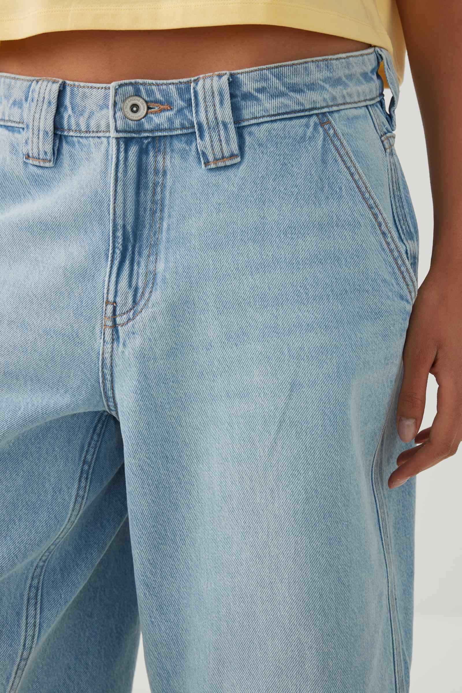 Low Rise Slouchy Long Denim Jorts - Image 4