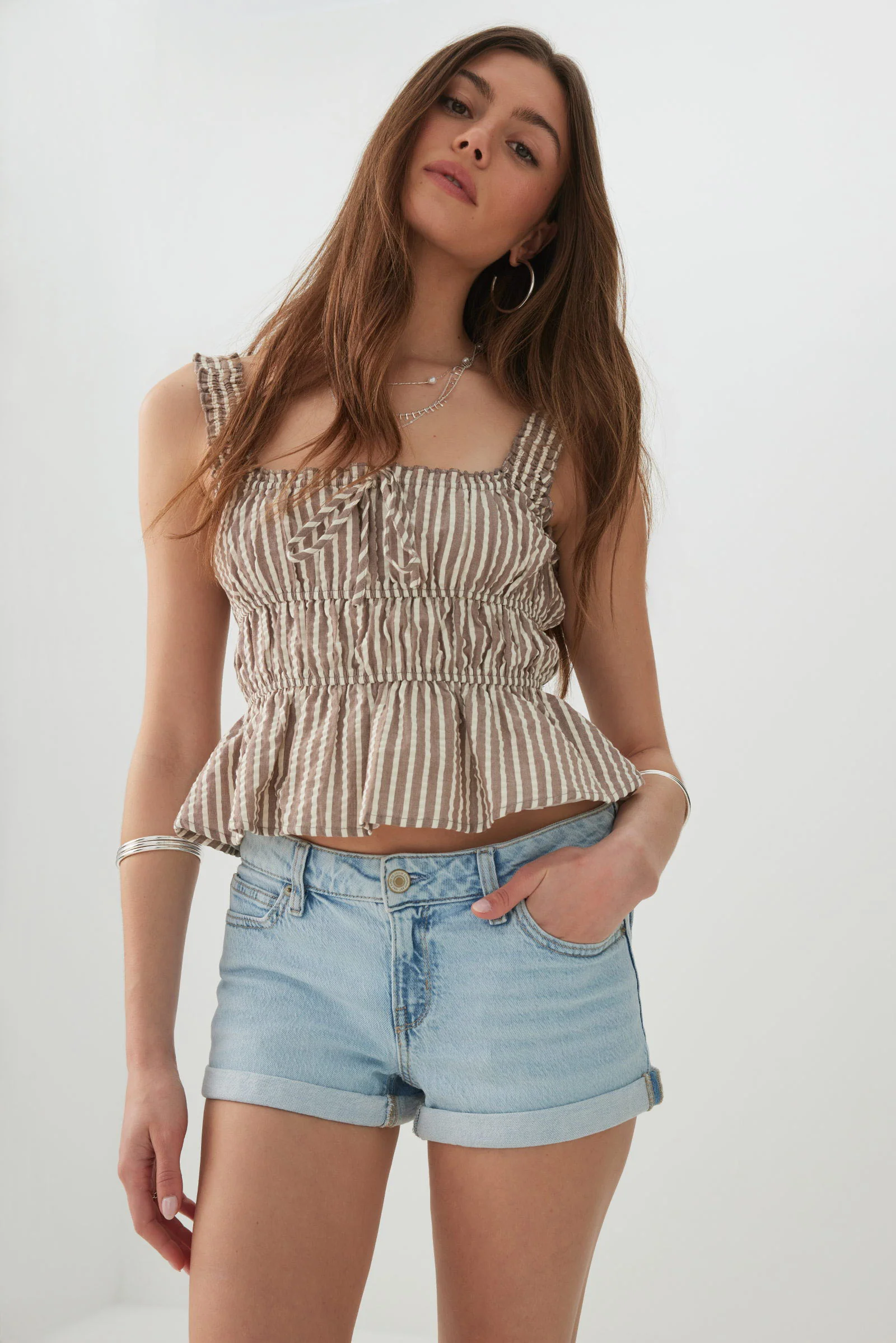 Low Rise Denim Short Shorts