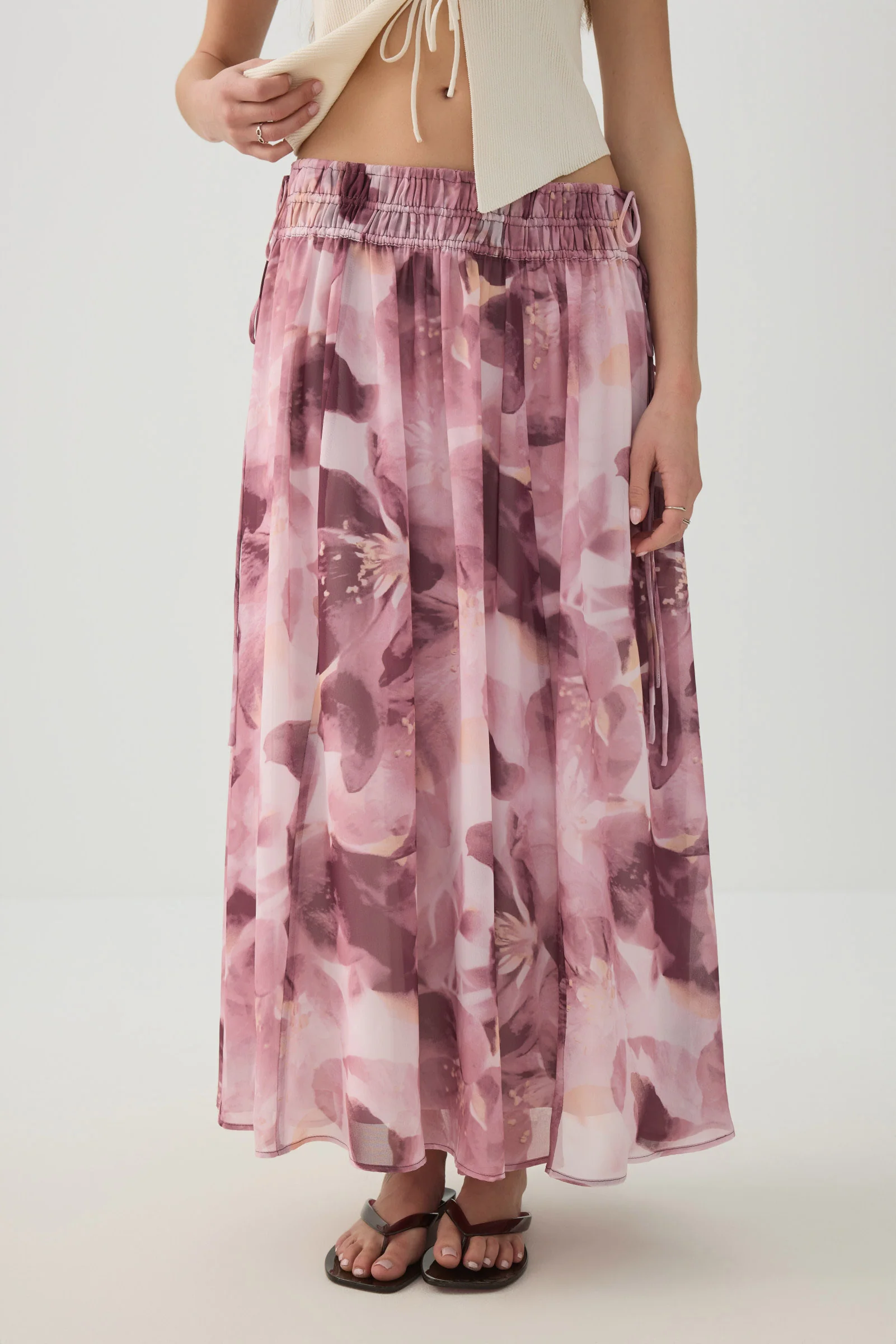 Maxi Chiffon Tie Waist Skirt - Image 2