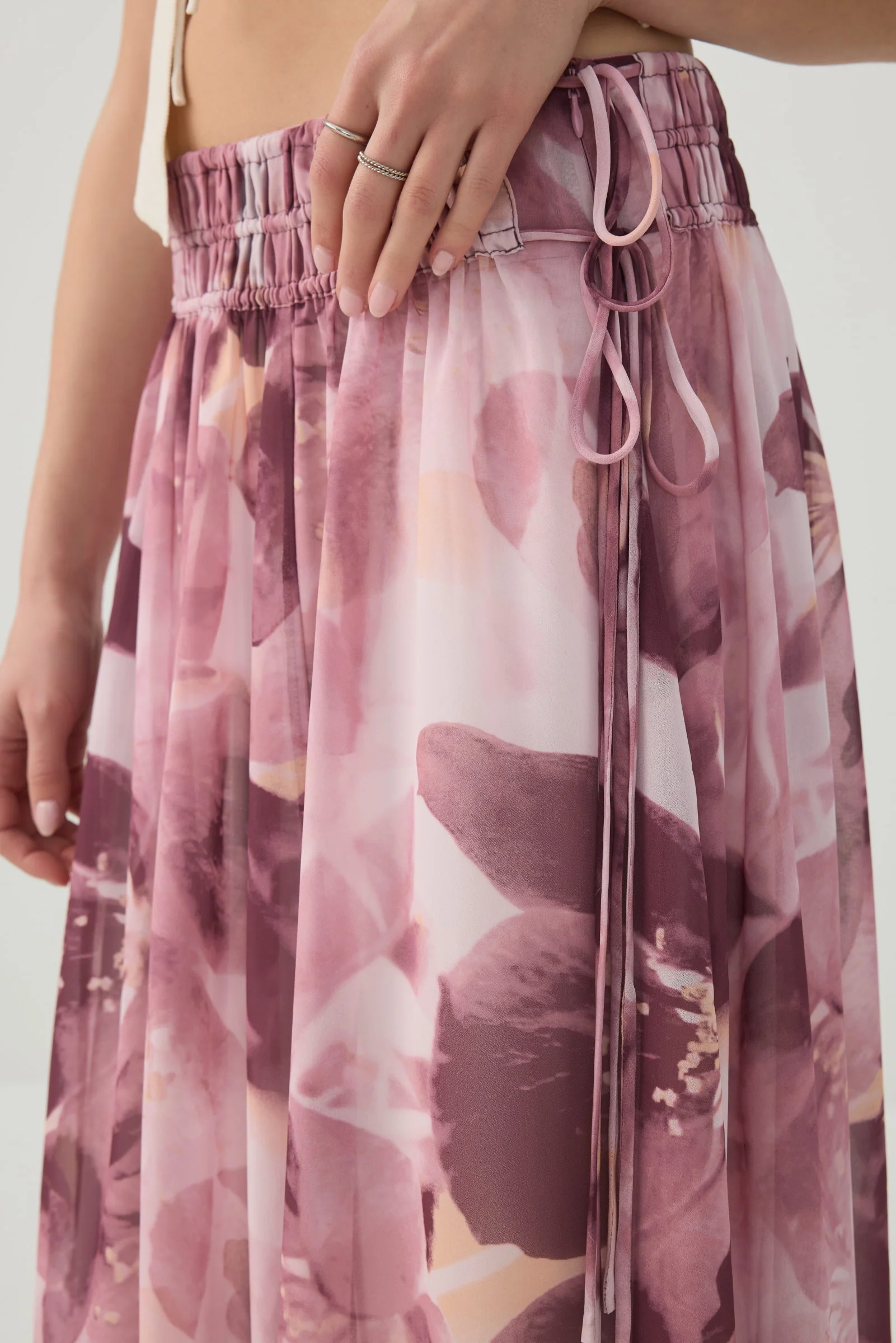 Maxi Chiffon Tie Waist Skirt - Image 3