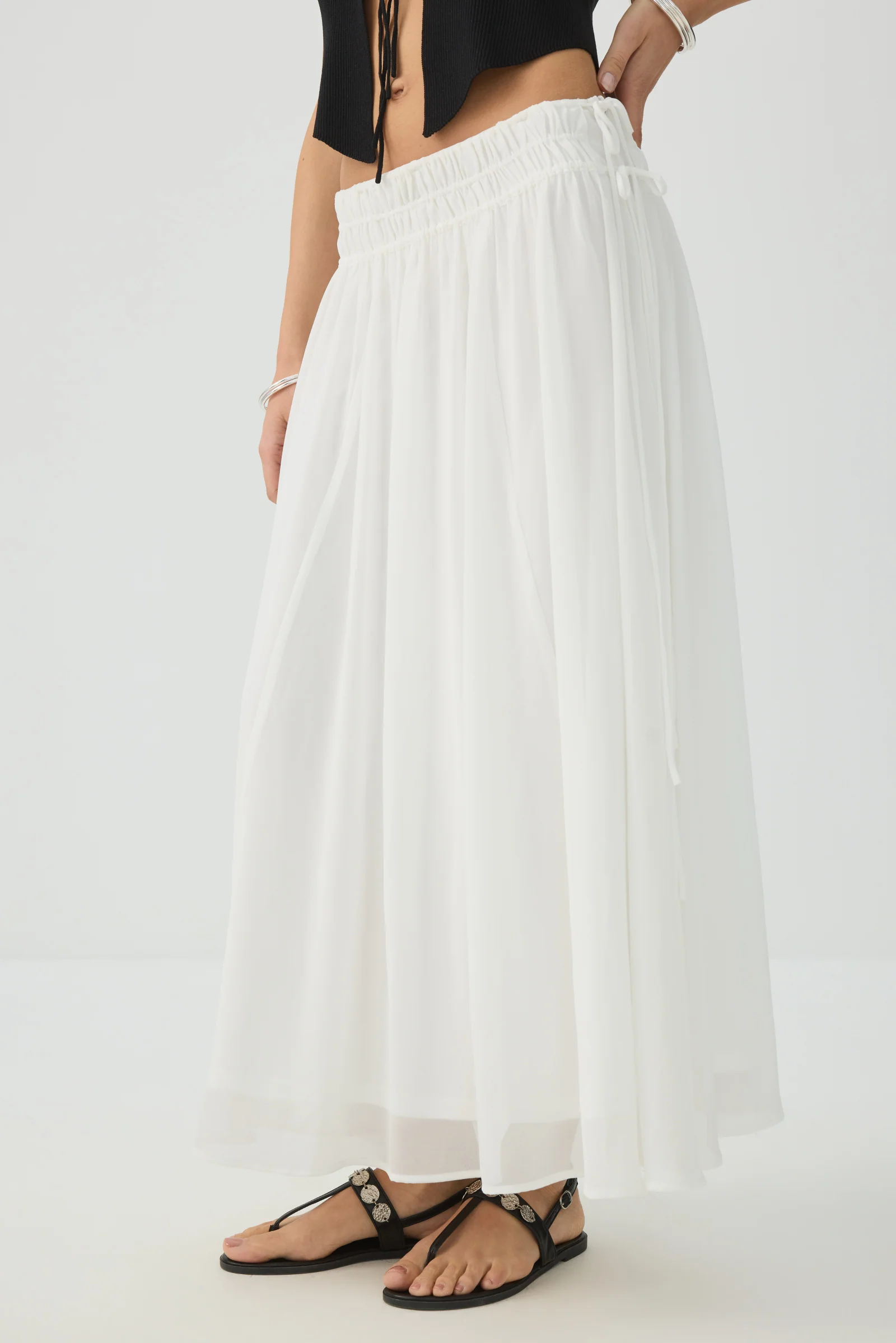 Maxi Chiffon Tie Waist Skirt - Image 2