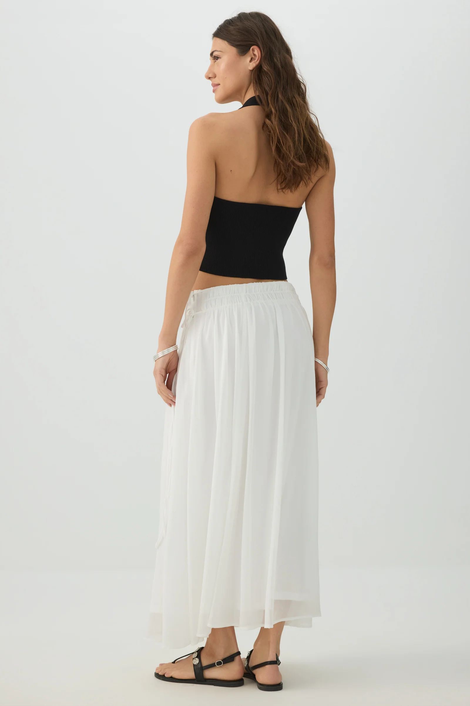 Maxi Chiffon Tie Waist Skirt - Image 4