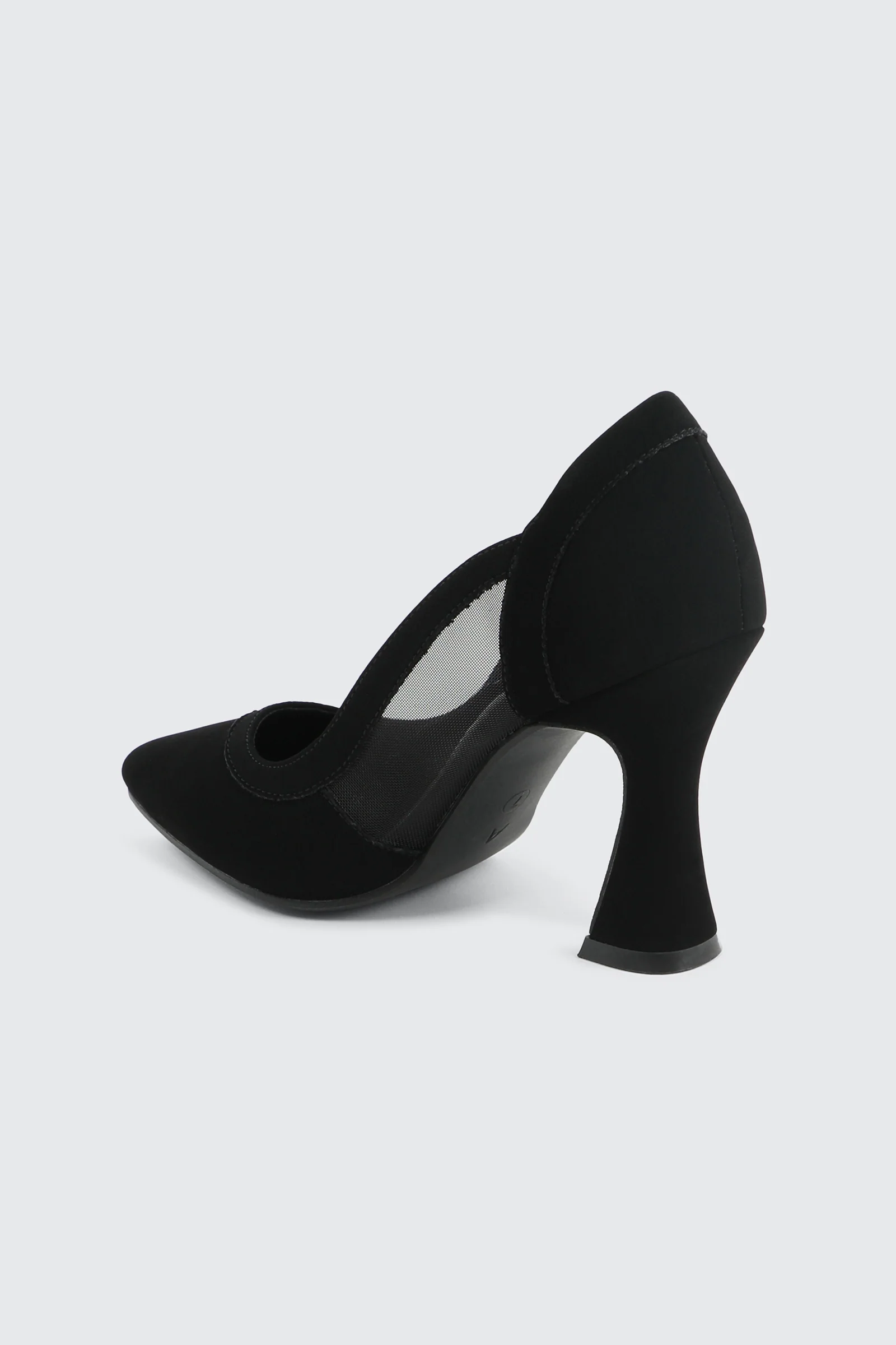 Mesh & Faux Suede Flare Heel Pumps - Image 3