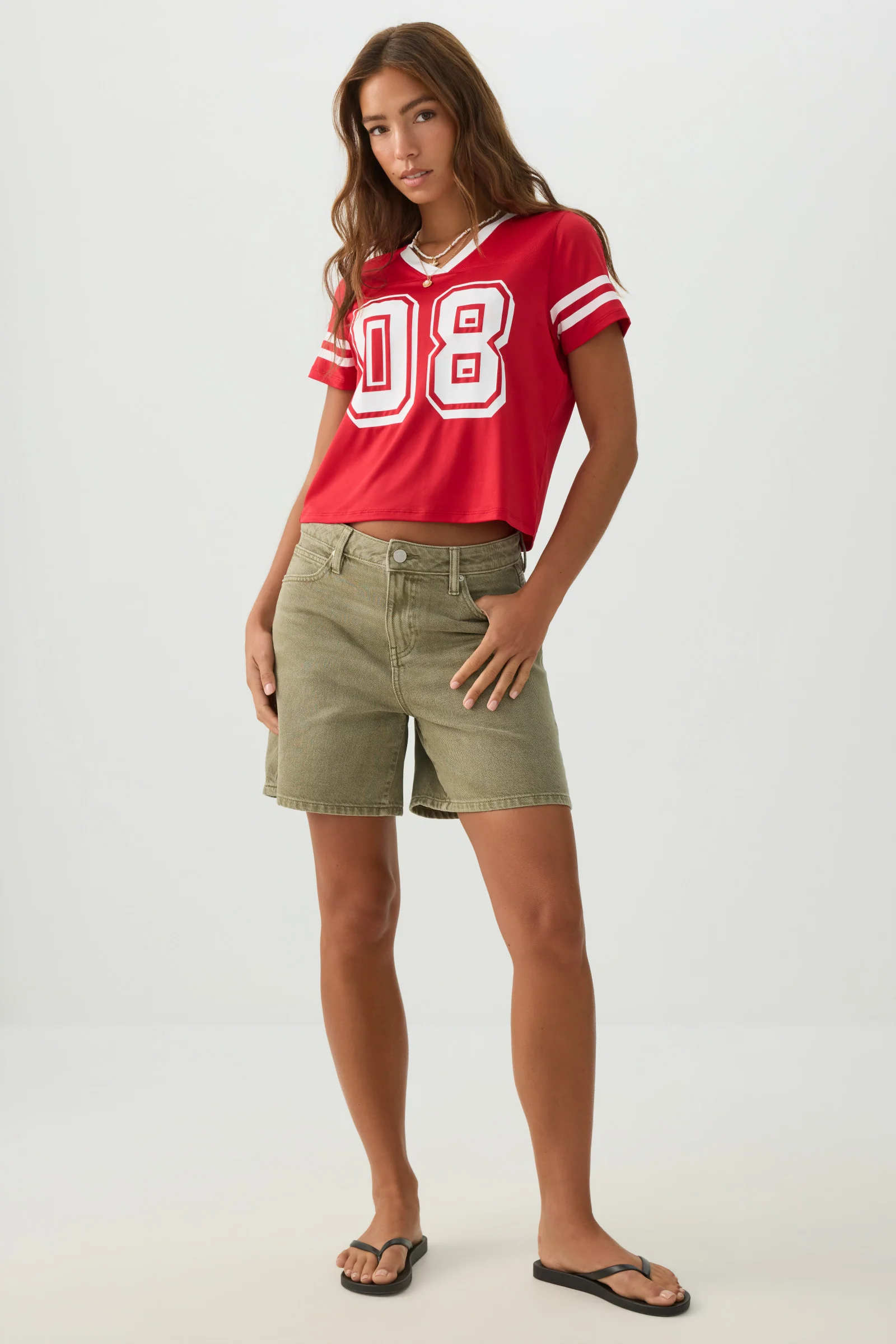 Mesh Jersey V Neck T-Shirt - Image 3