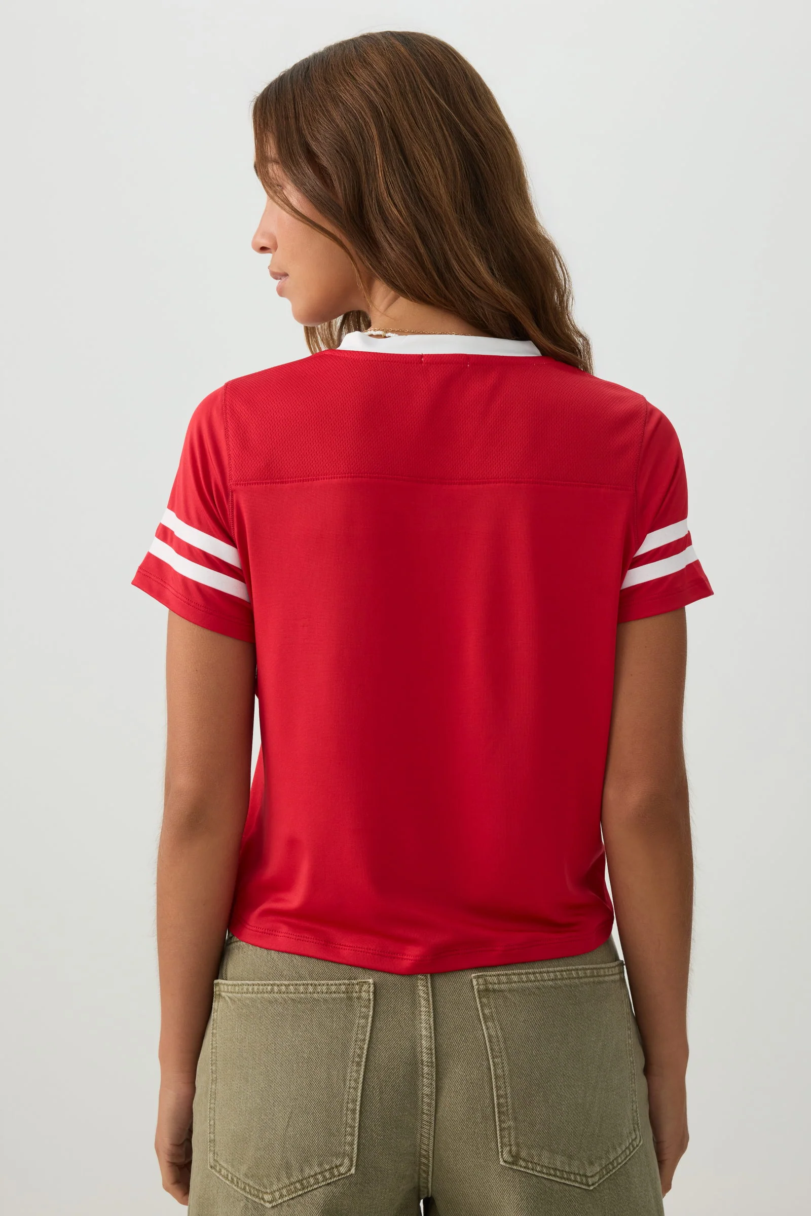 Mesh Jersey V Neck T-Shirt - Image 4