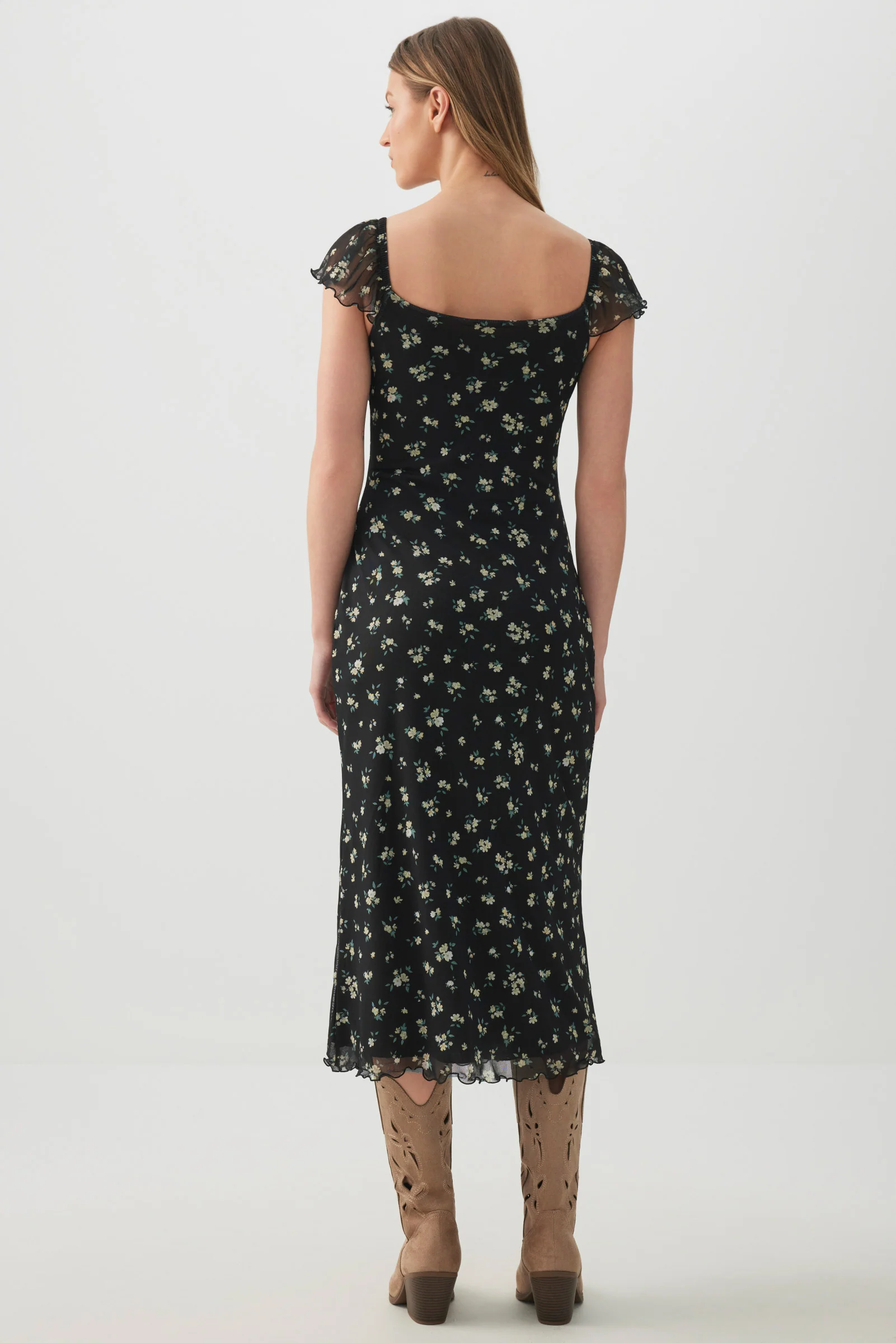 Mesh Midi Dress with Slit - Image 4