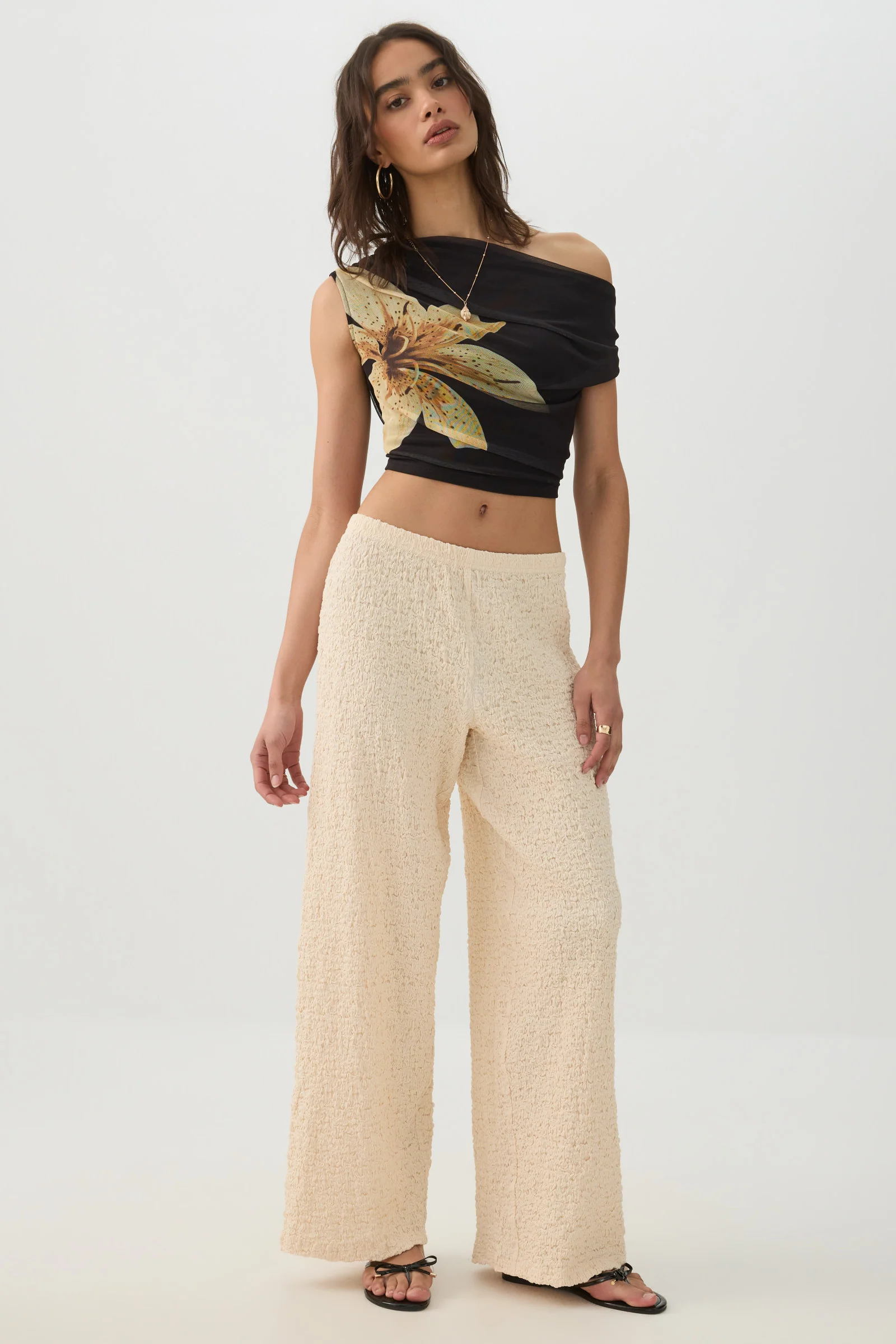 Mesh Off Shoulder Top - Image 2