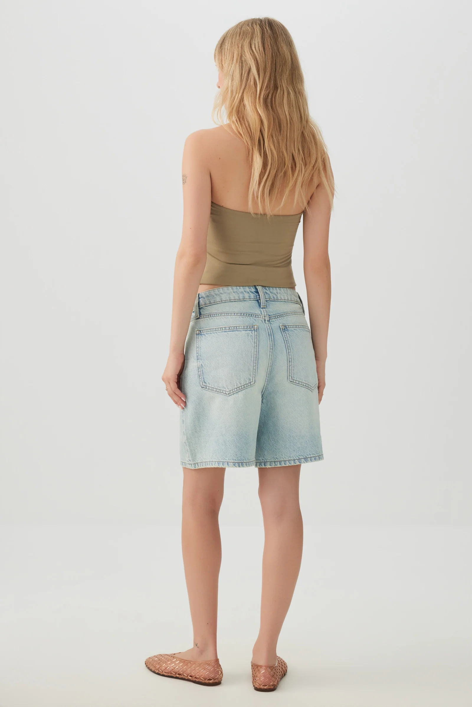 Mid Rise Denim Relaxed Bermuda Shorts - Image 5