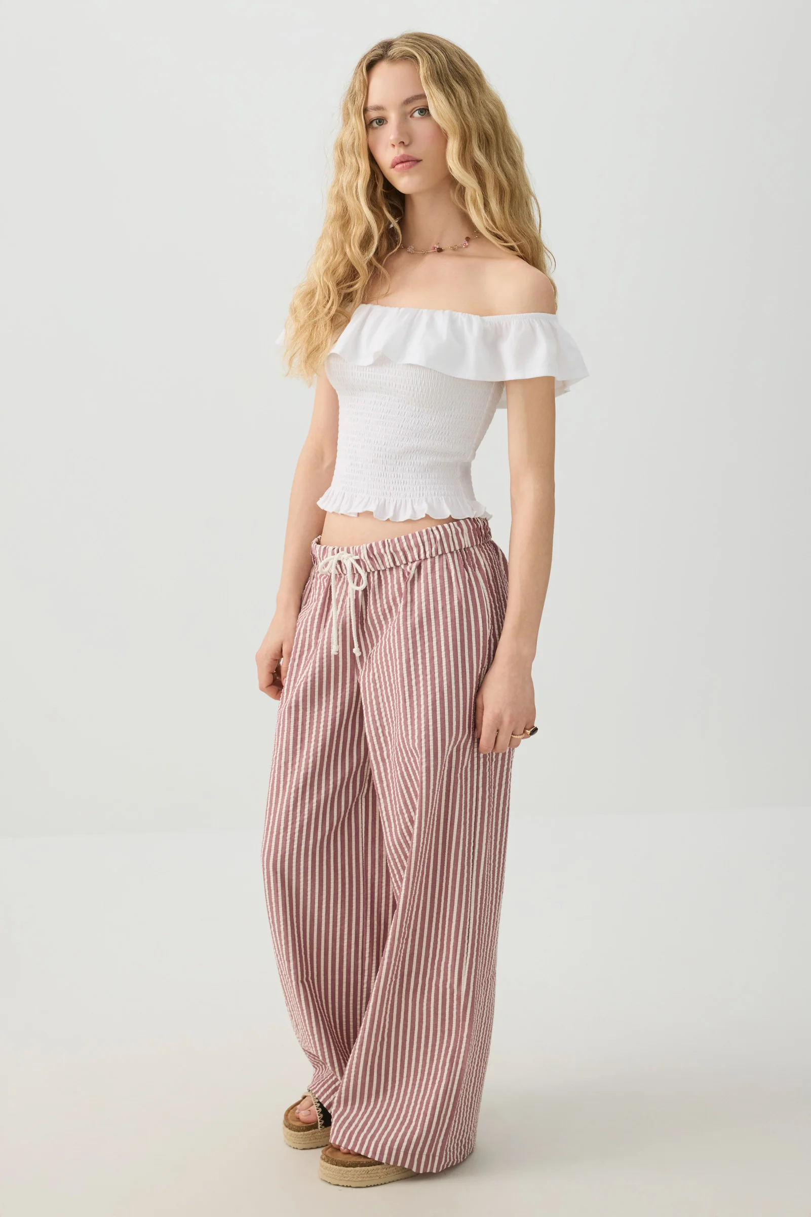 Mid Rise Foldover Wide Leg Pants - Image 3
