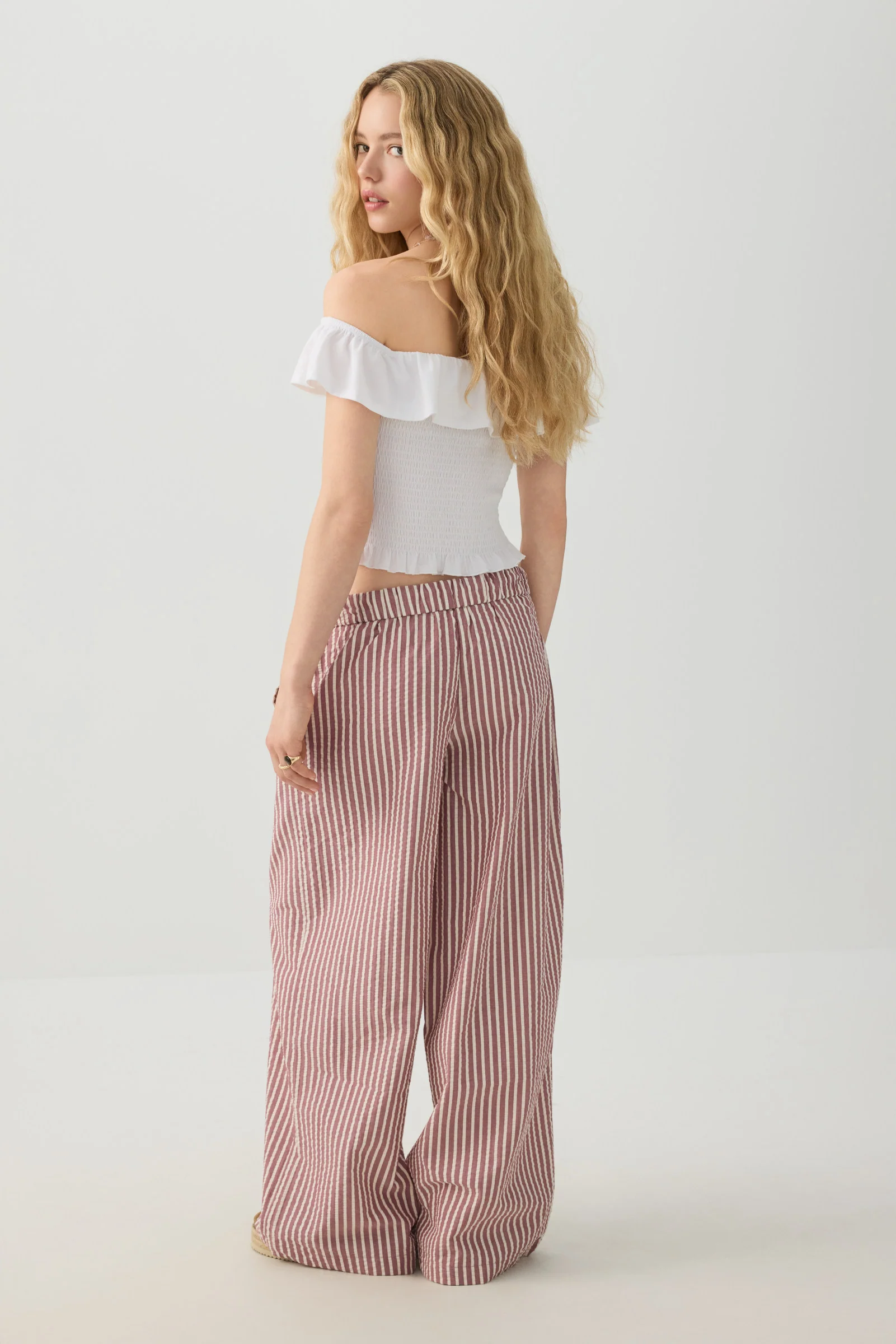 Mid Rise Foldover Wide Leg Pants - Image 4