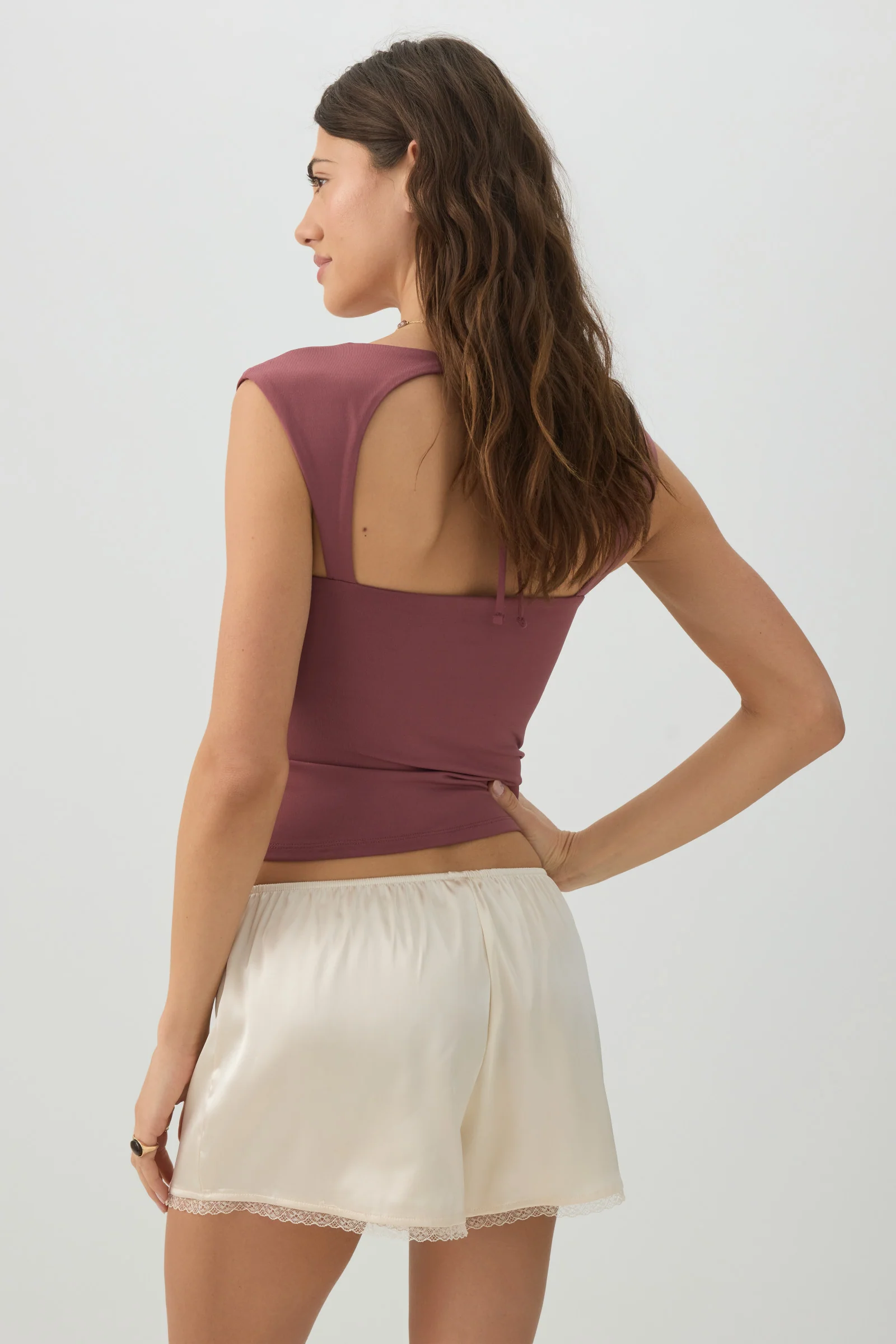 Mid Rise Shorts with Lace Trim - Image 5