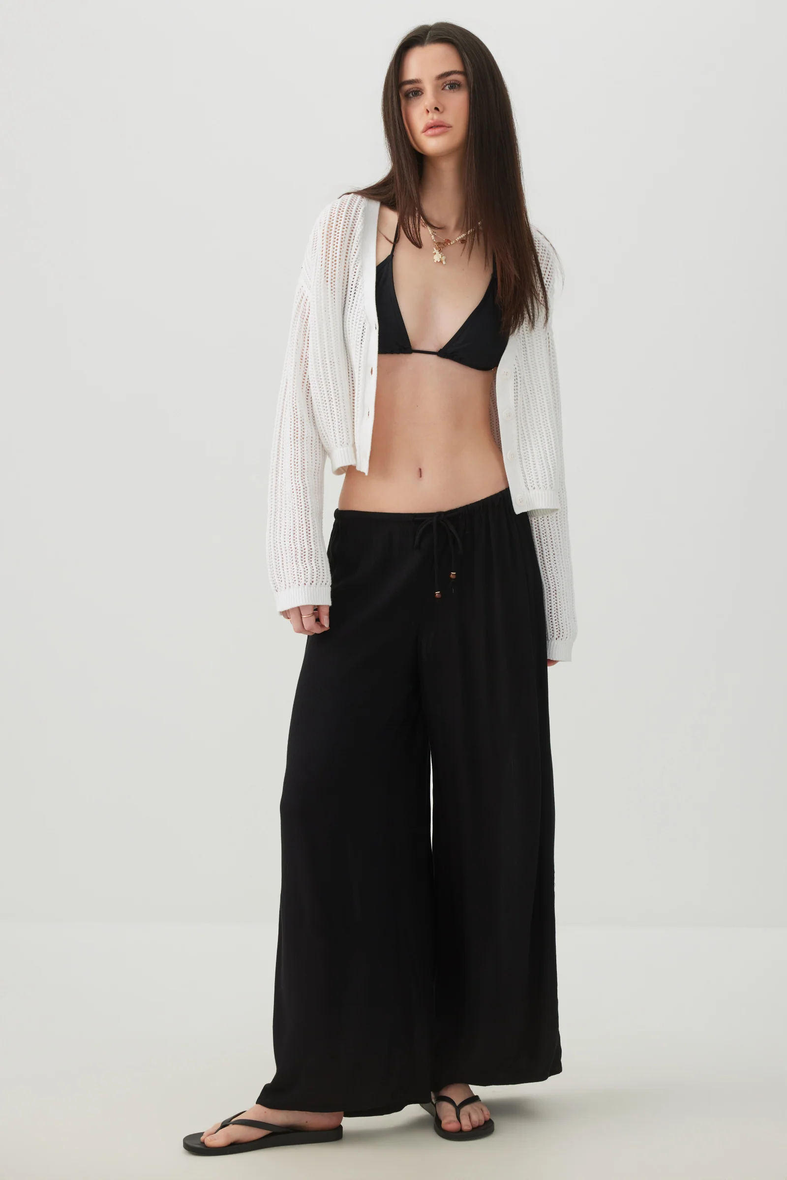 Mid Rise Wide Leg Pants