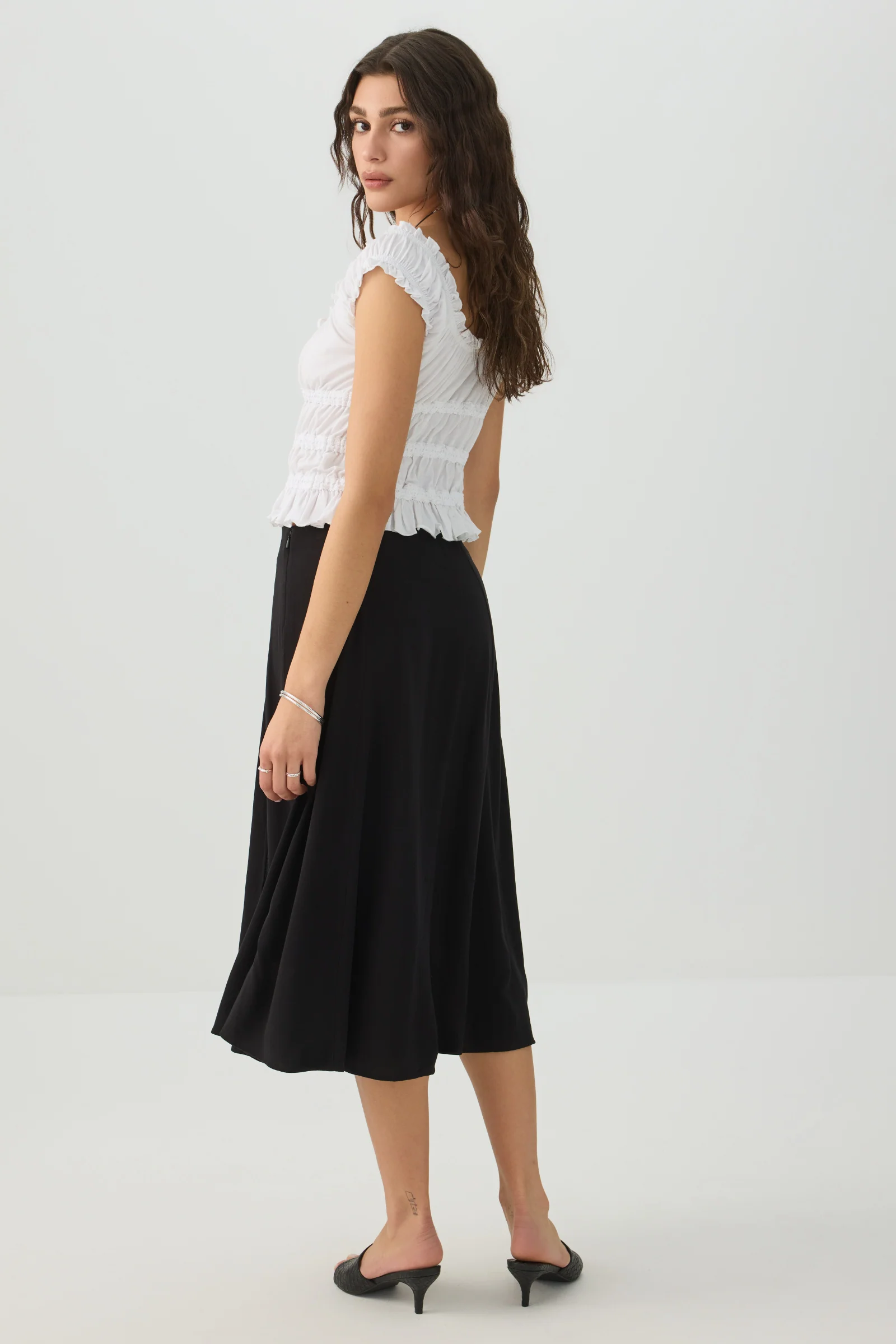Midi A-Line Skirt with Slit - Image 4