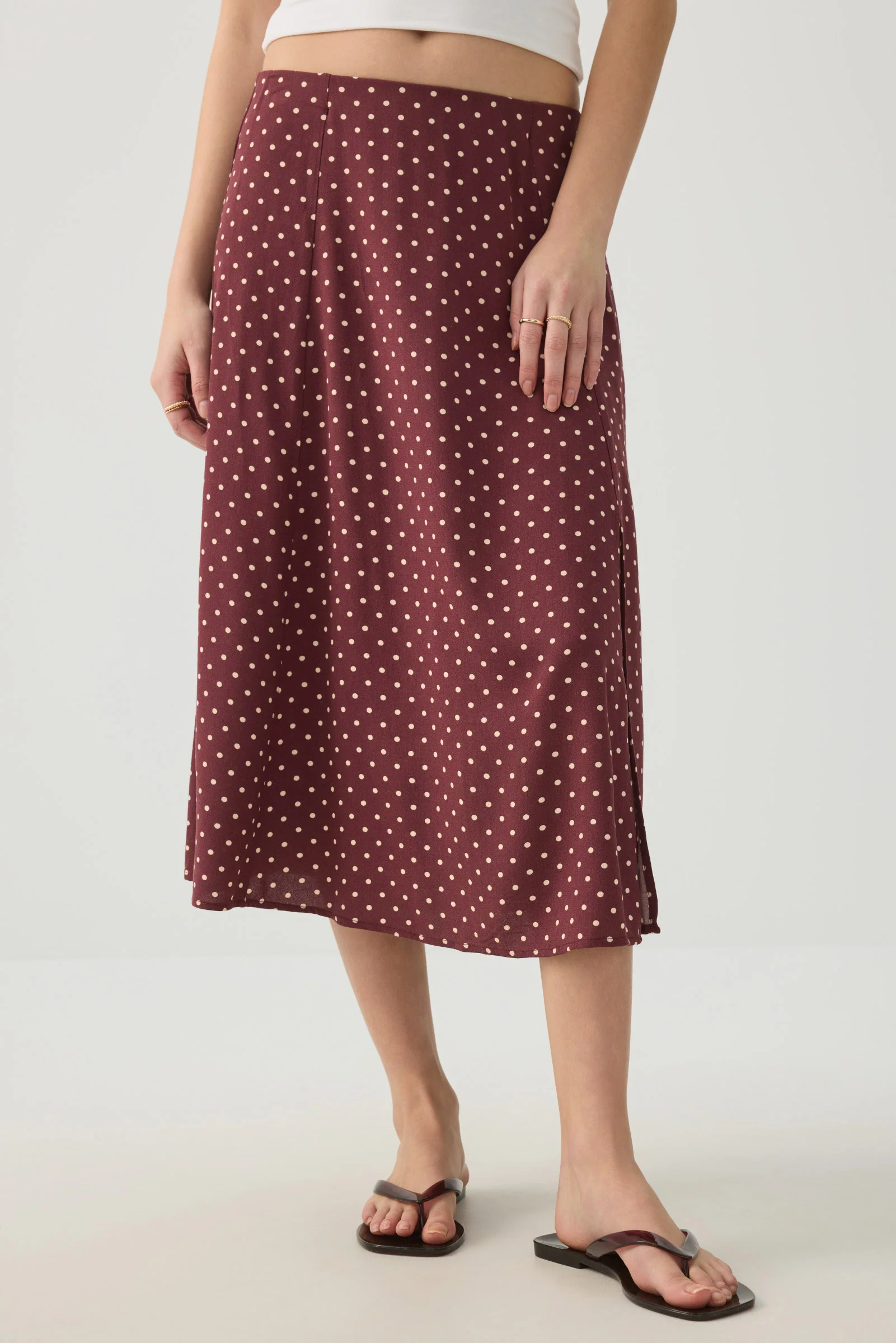 Midi A-Line Skirt with Slit - Image 3