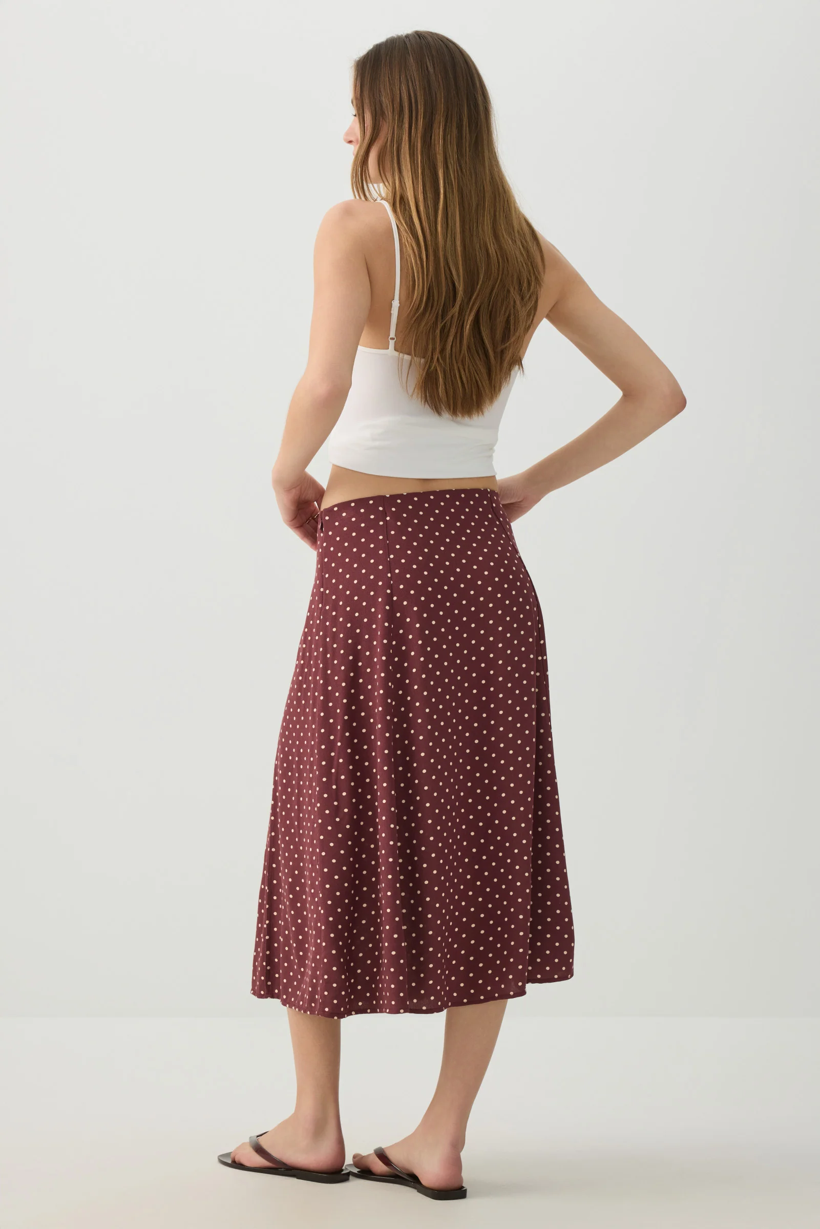 Midi A-Line Skirt with Slit - Image 5