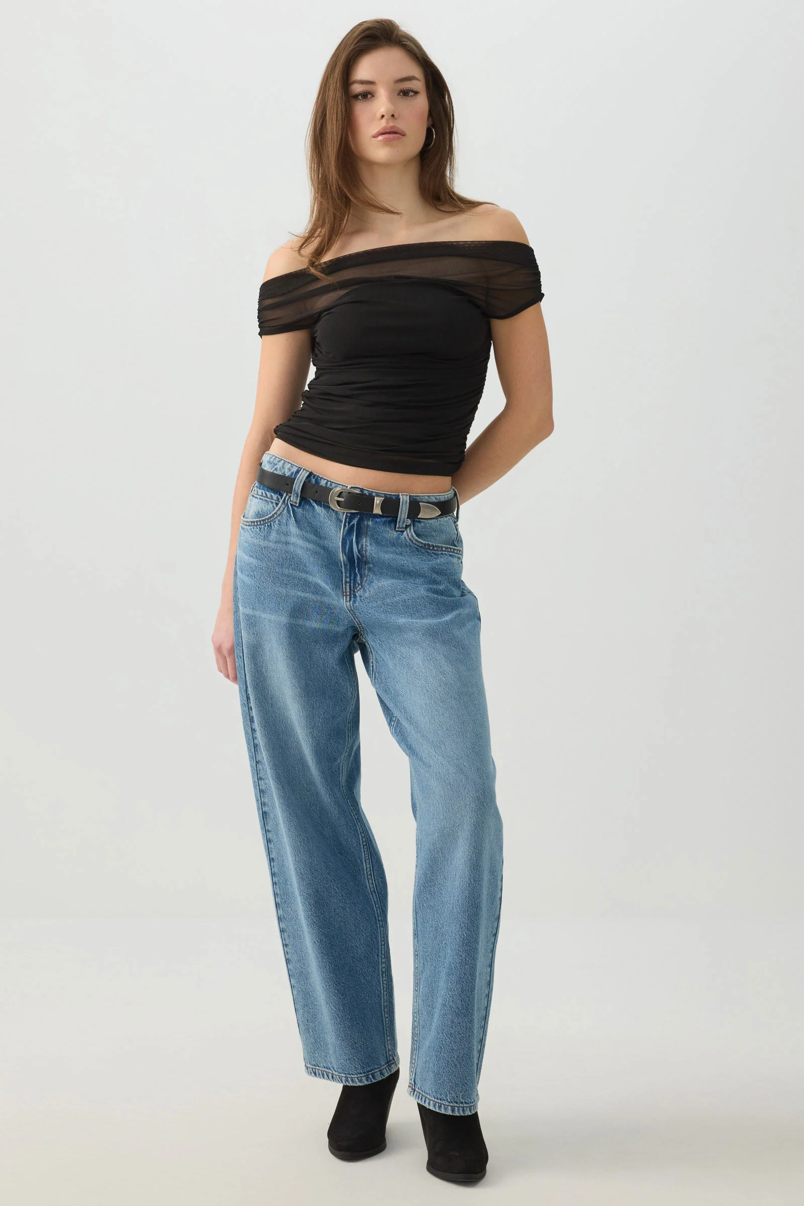 Off Shoulder Mesh Top - Image 3