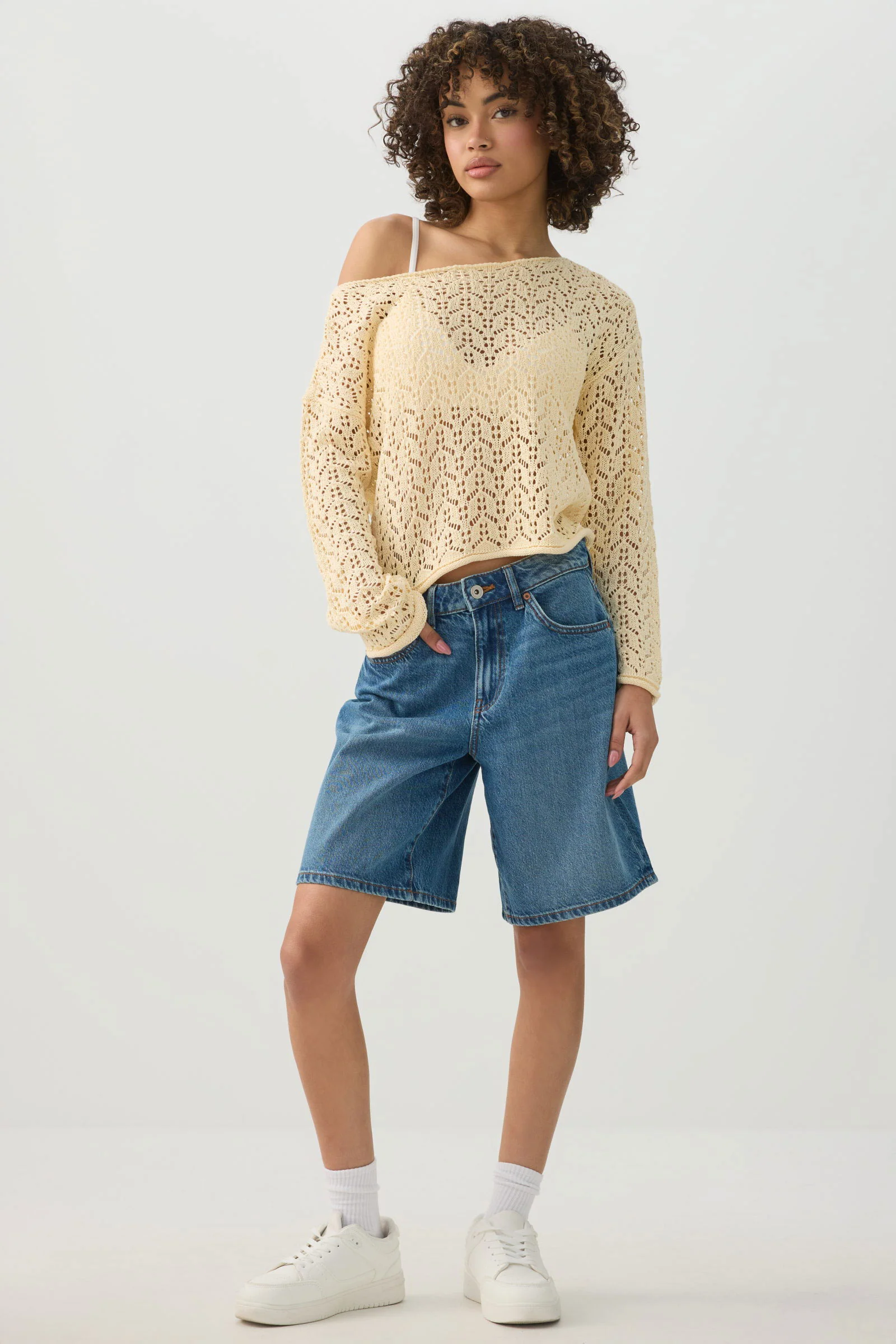 Open Knit Boat Neck Sweater - Image 3