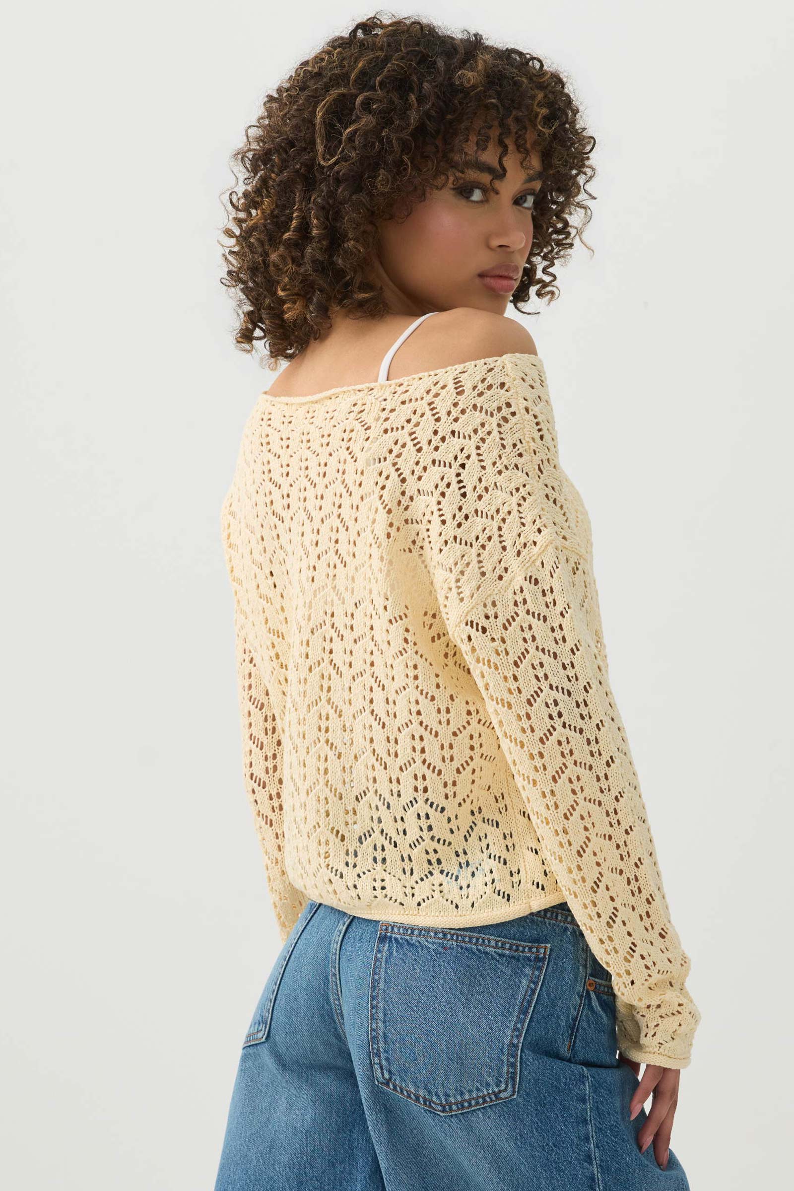 Open Knit Boat Neck Sweater - Image 5