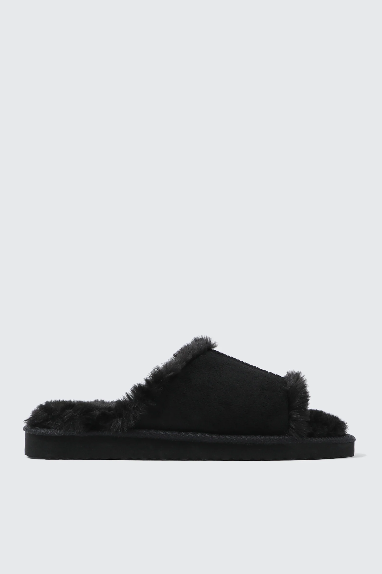 Open Toe Faux Suede Slippers