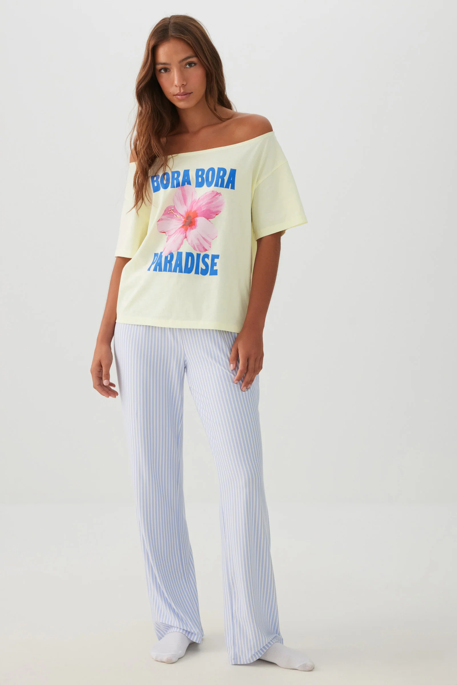 Oversized Off Shoulder PJ T-Shirt - Image 2
