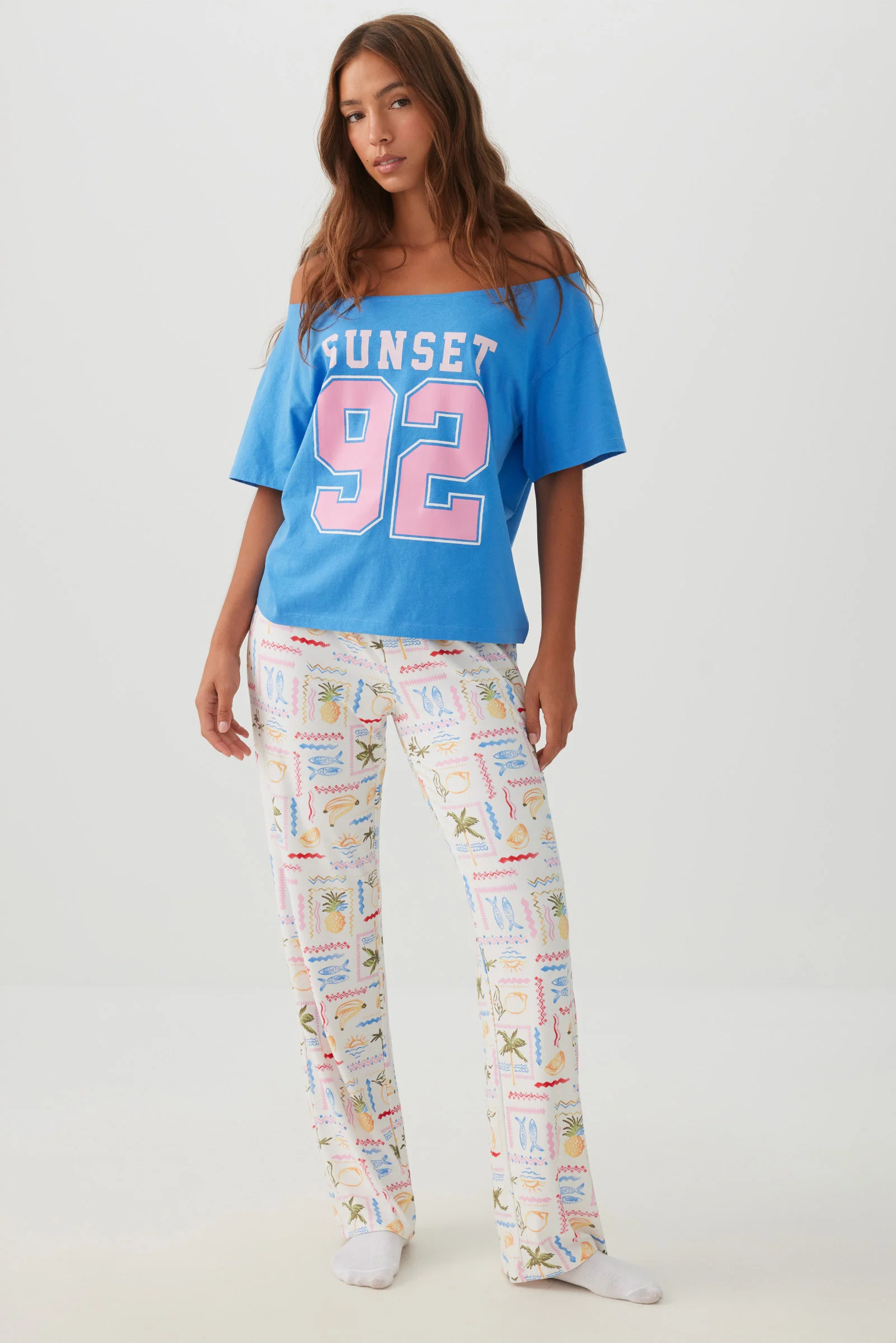 Oversized Off Shoulder PJ T-Shirt - Image 2