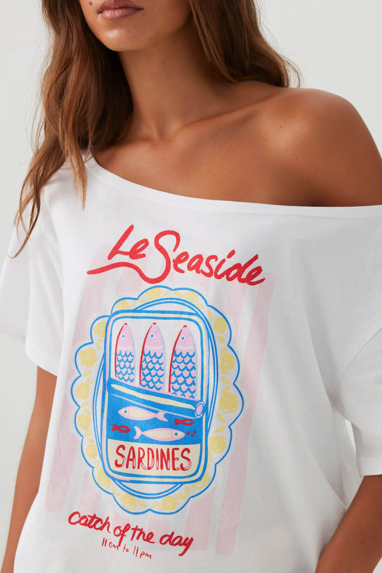 Oversized Off Shoulder PJ T-Shirt - Image 2