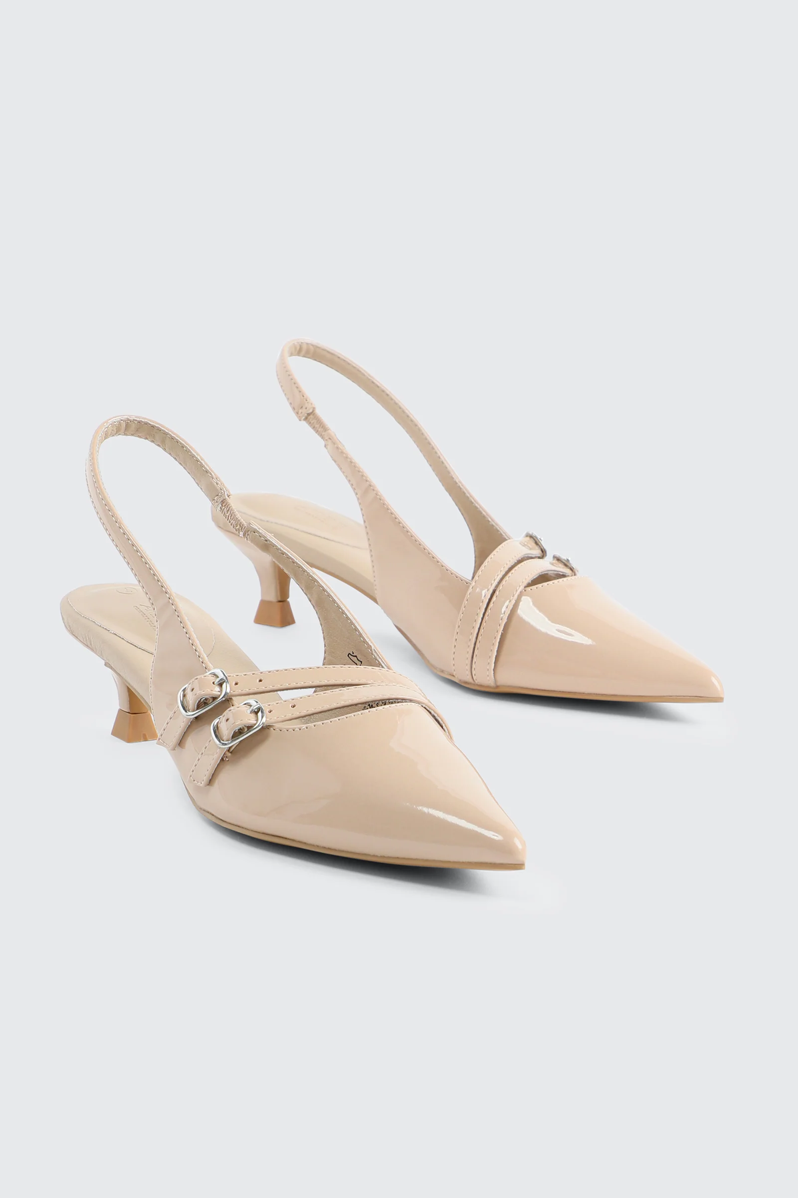 Patent Double Buckle Slingback Pumps - Image 2