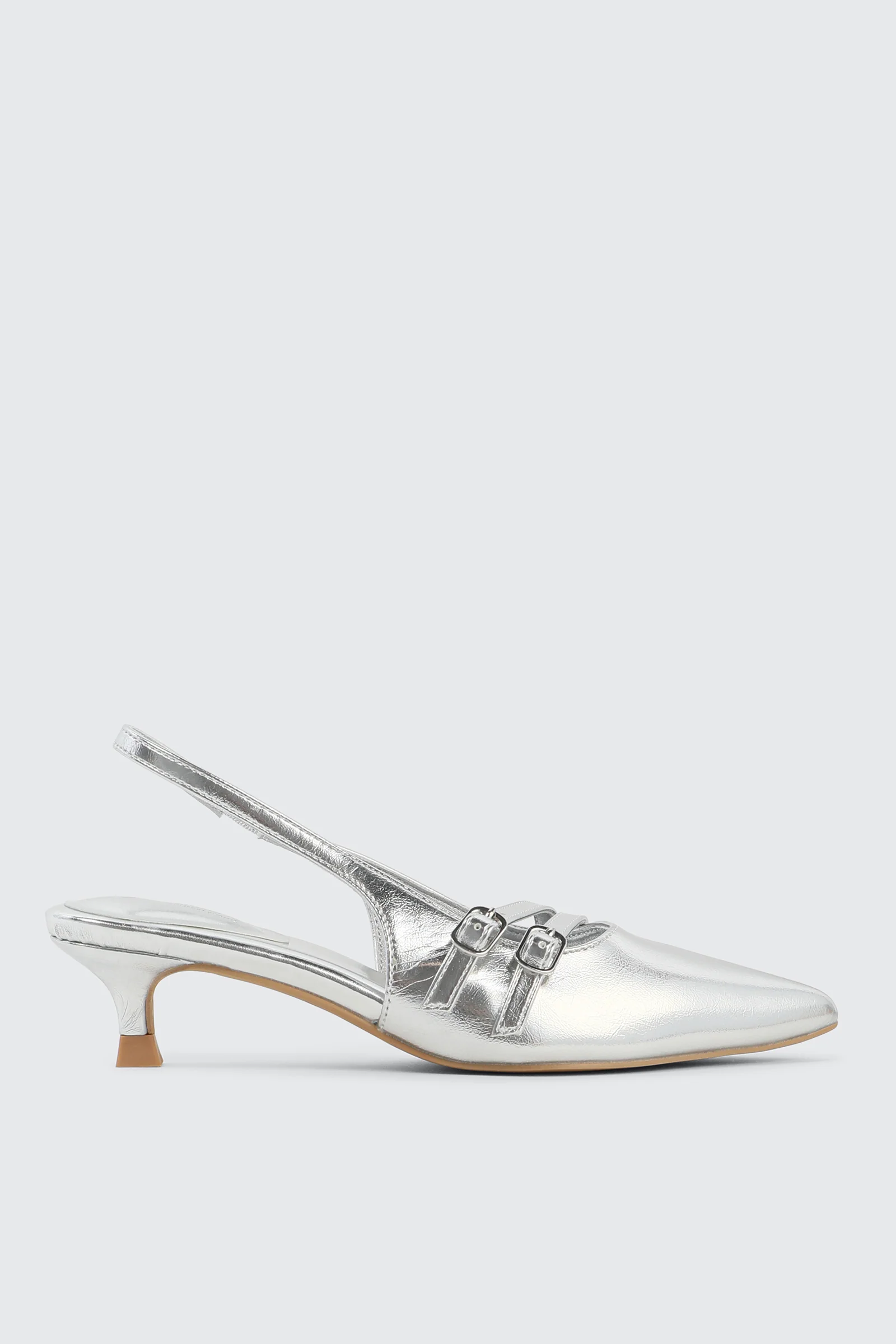 Patent Double Buckle Slingback Pumps
