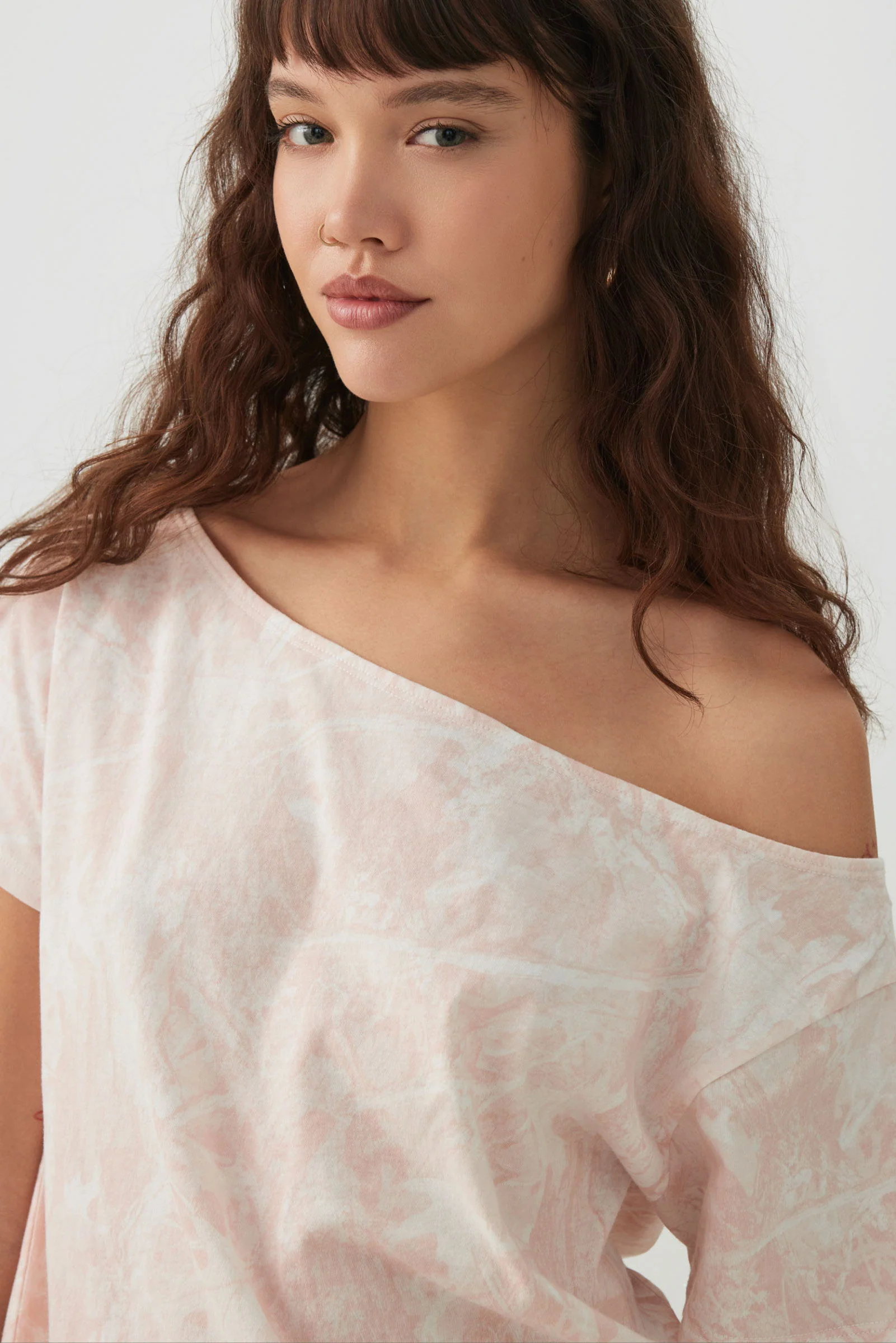 Pink Camouflage Off Shoulder T-Shirt - Image 2
