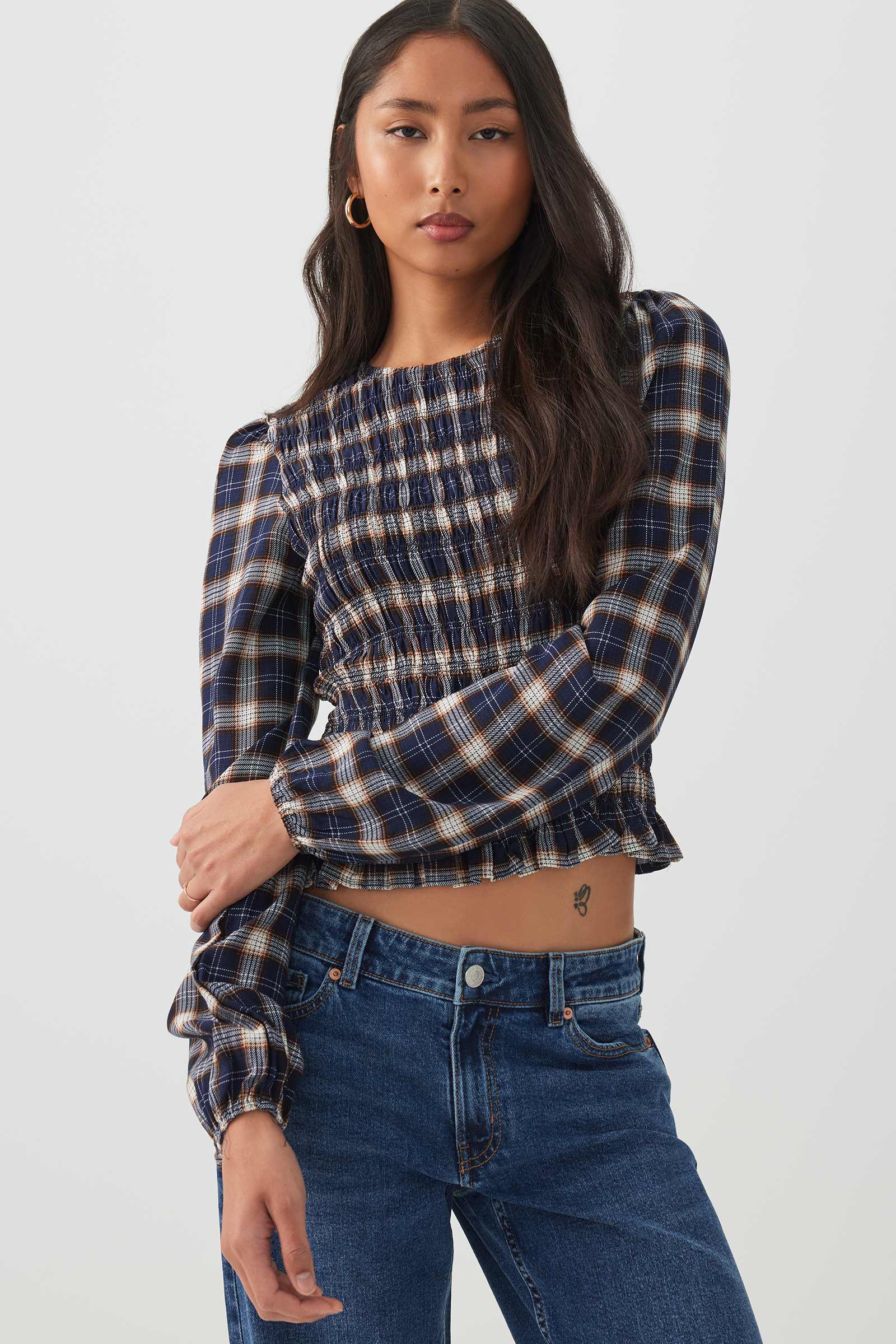Plaid Crinkled Blouse - Image 2