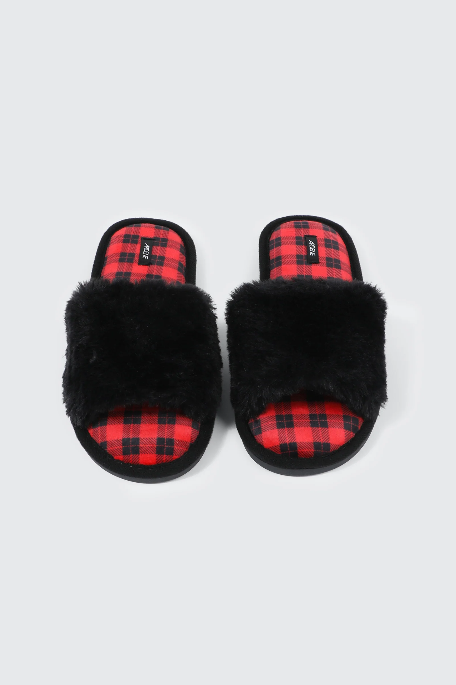 Plaid Faux Fur Slippers - Image 4