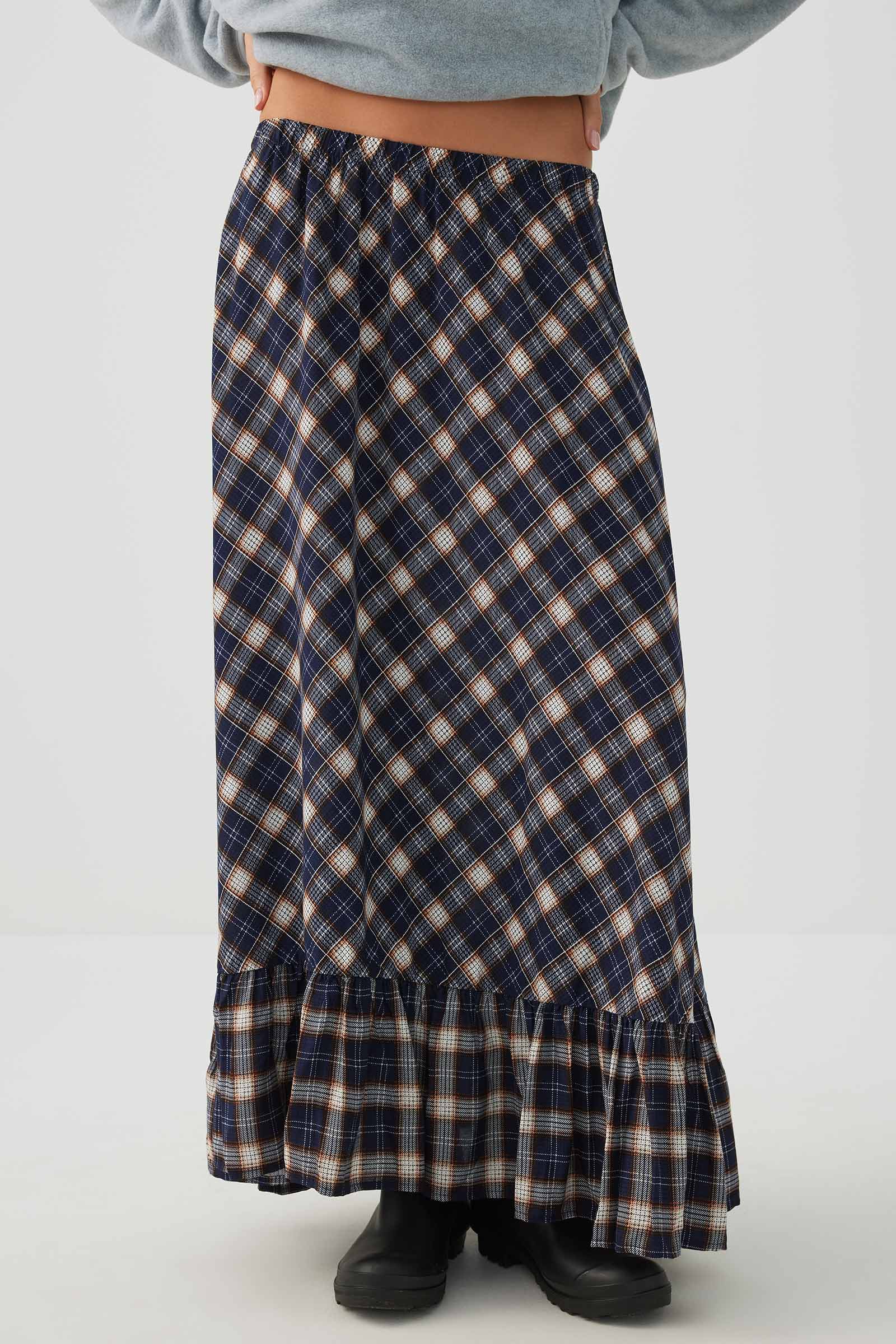 Plaid Ruffle Maxi Skirt - Image 3