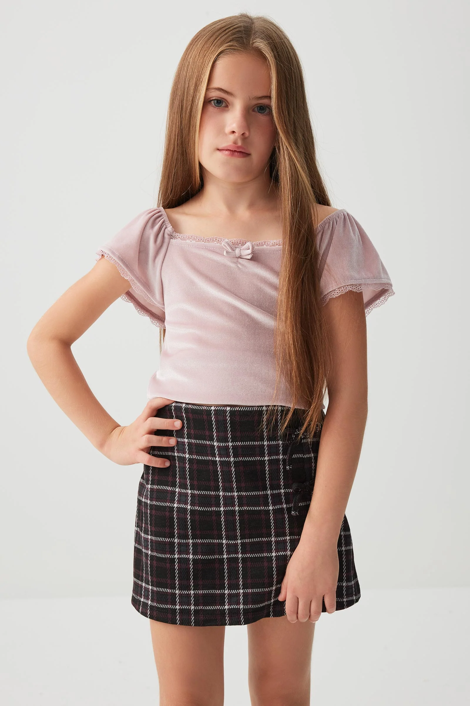 Plaid Skort with Bow Details - Image 3