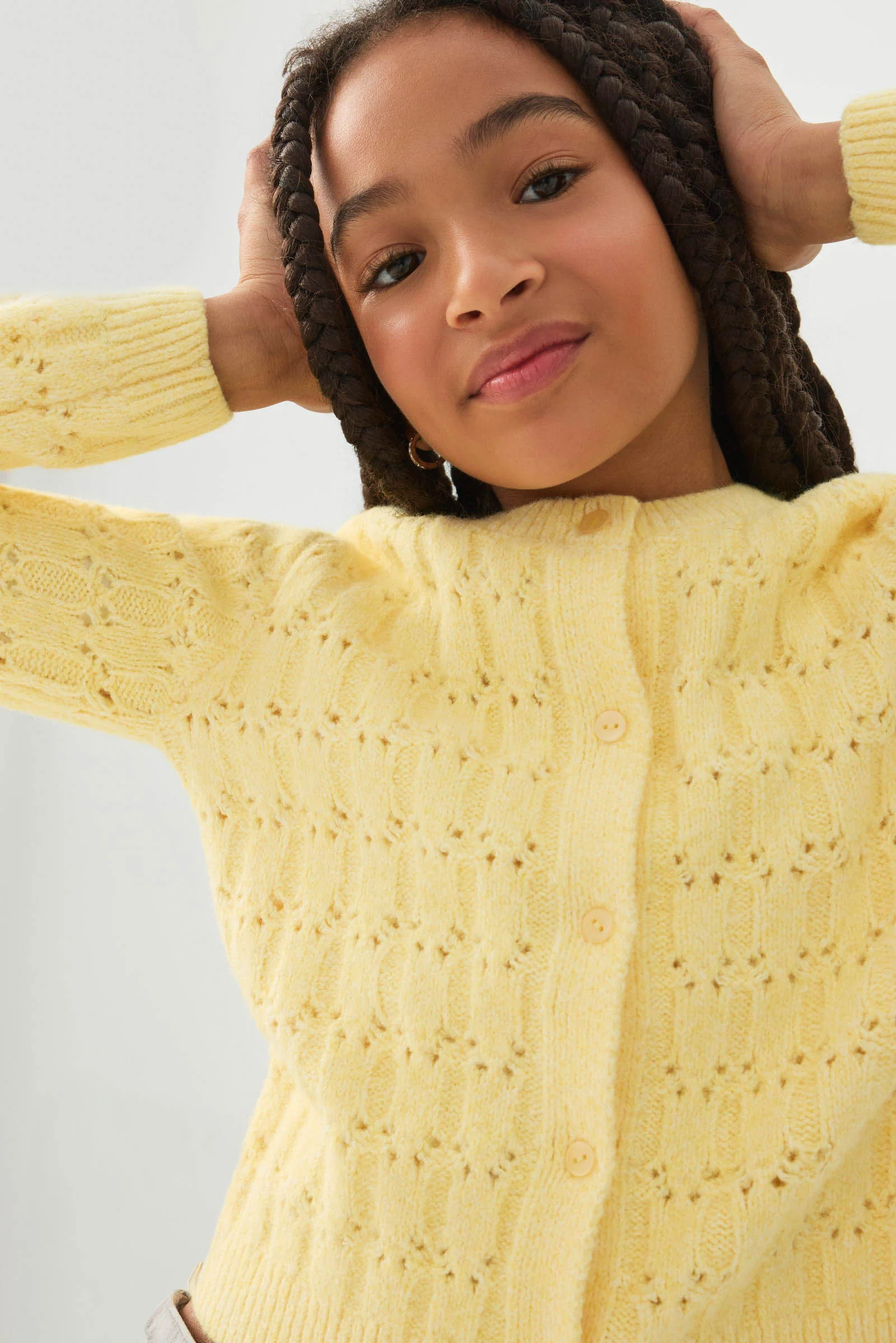 Pointelle Crew Neck Cardigan - Image 3
