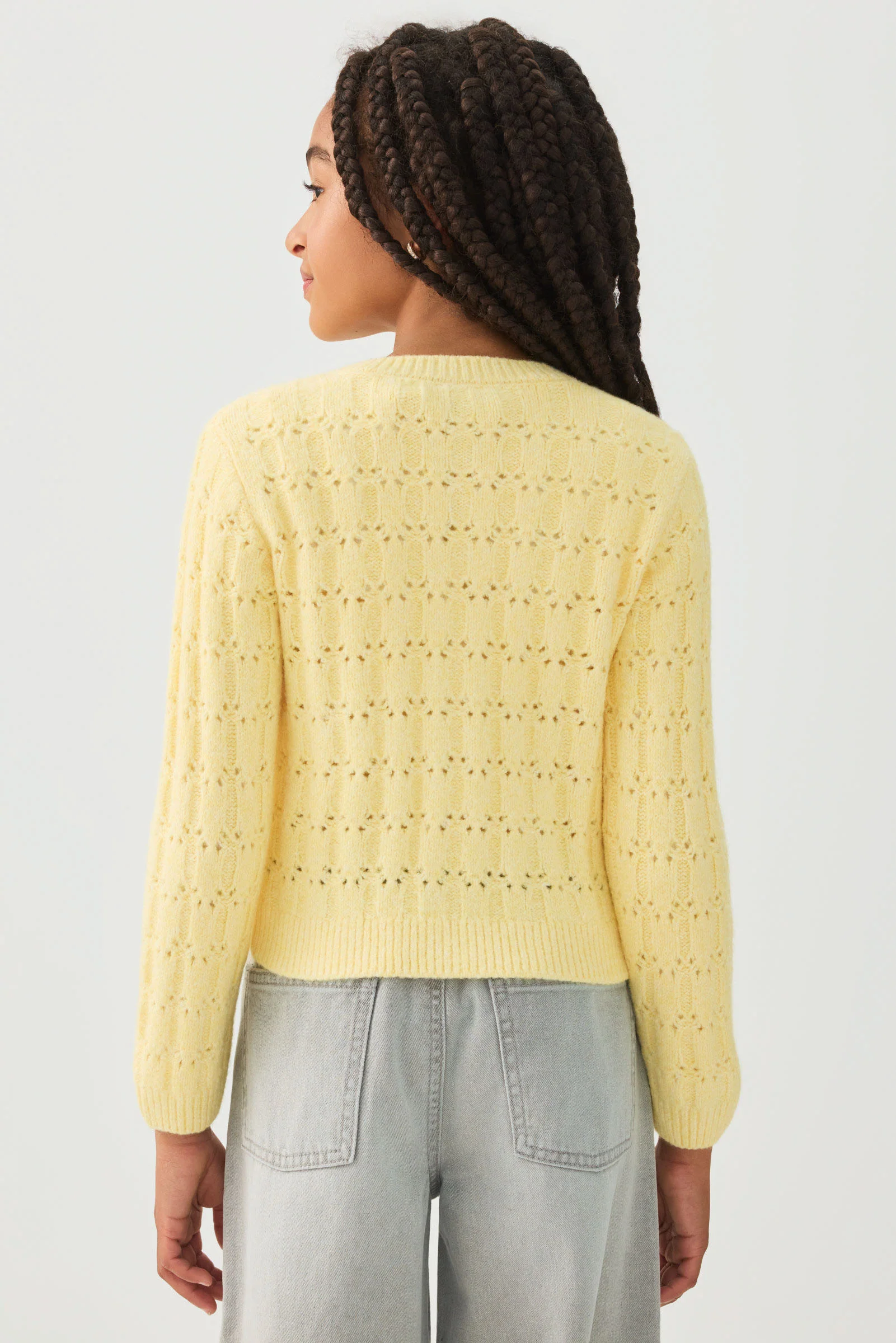 Pointelle Crew Neck Cardigan - Image 4