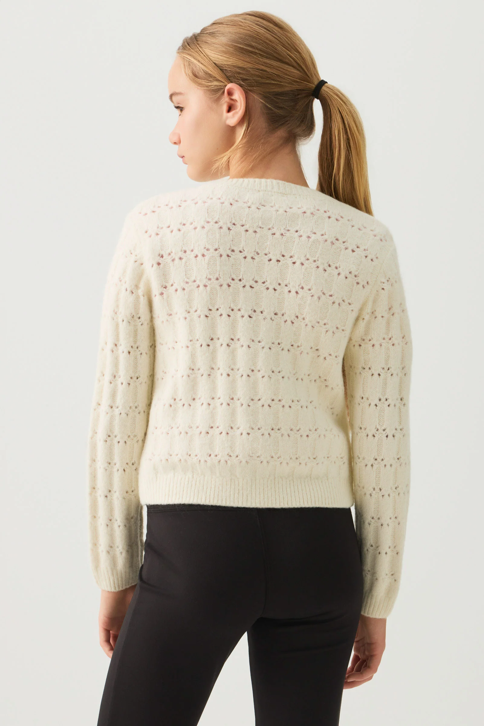 Pointelle Crew Neck Cardigan - Image 4