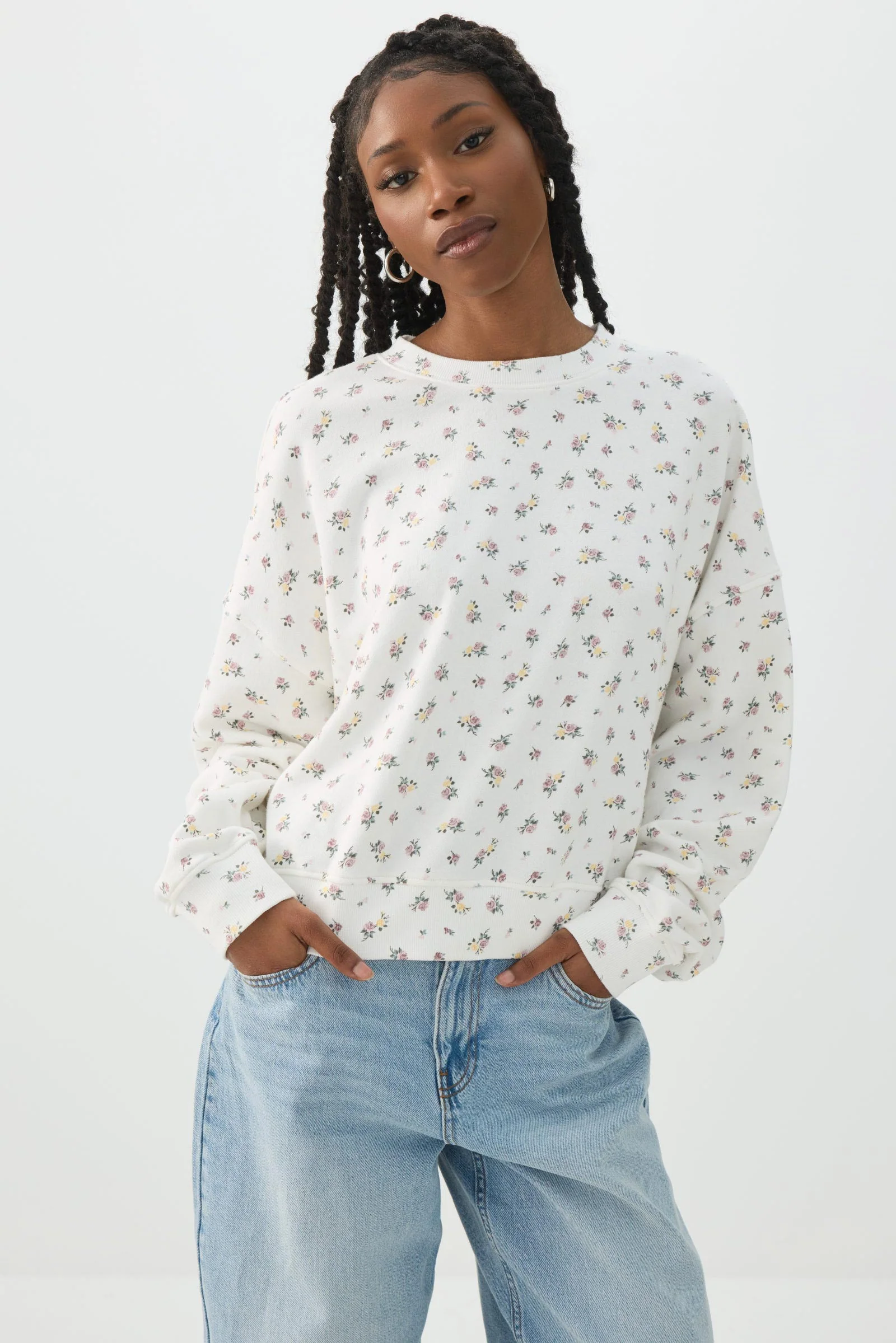 Printed French Terry Crew Neck Sweatshirt - Image 2