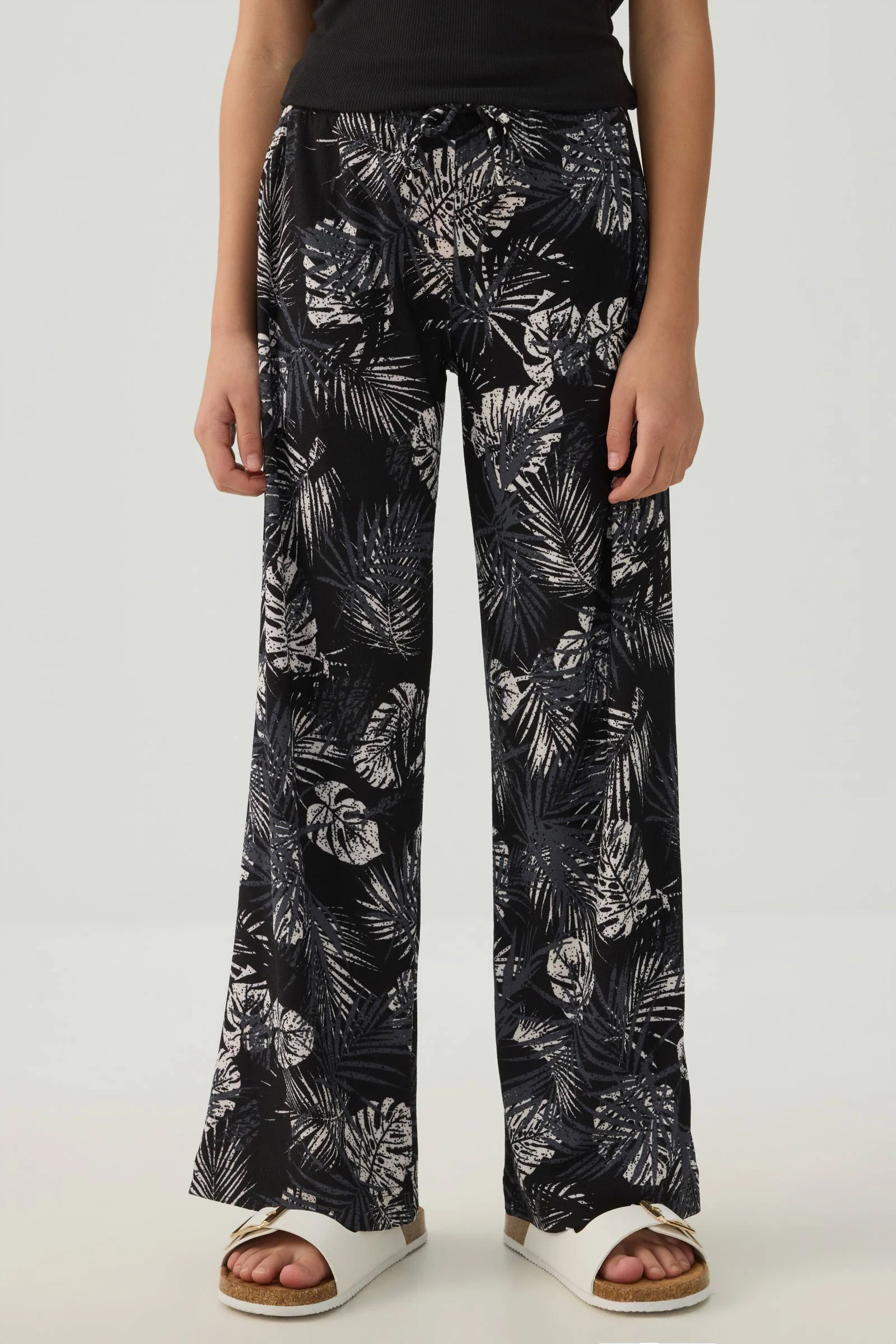 Printed Wide Leg Knit Crepe Pants - Image 2