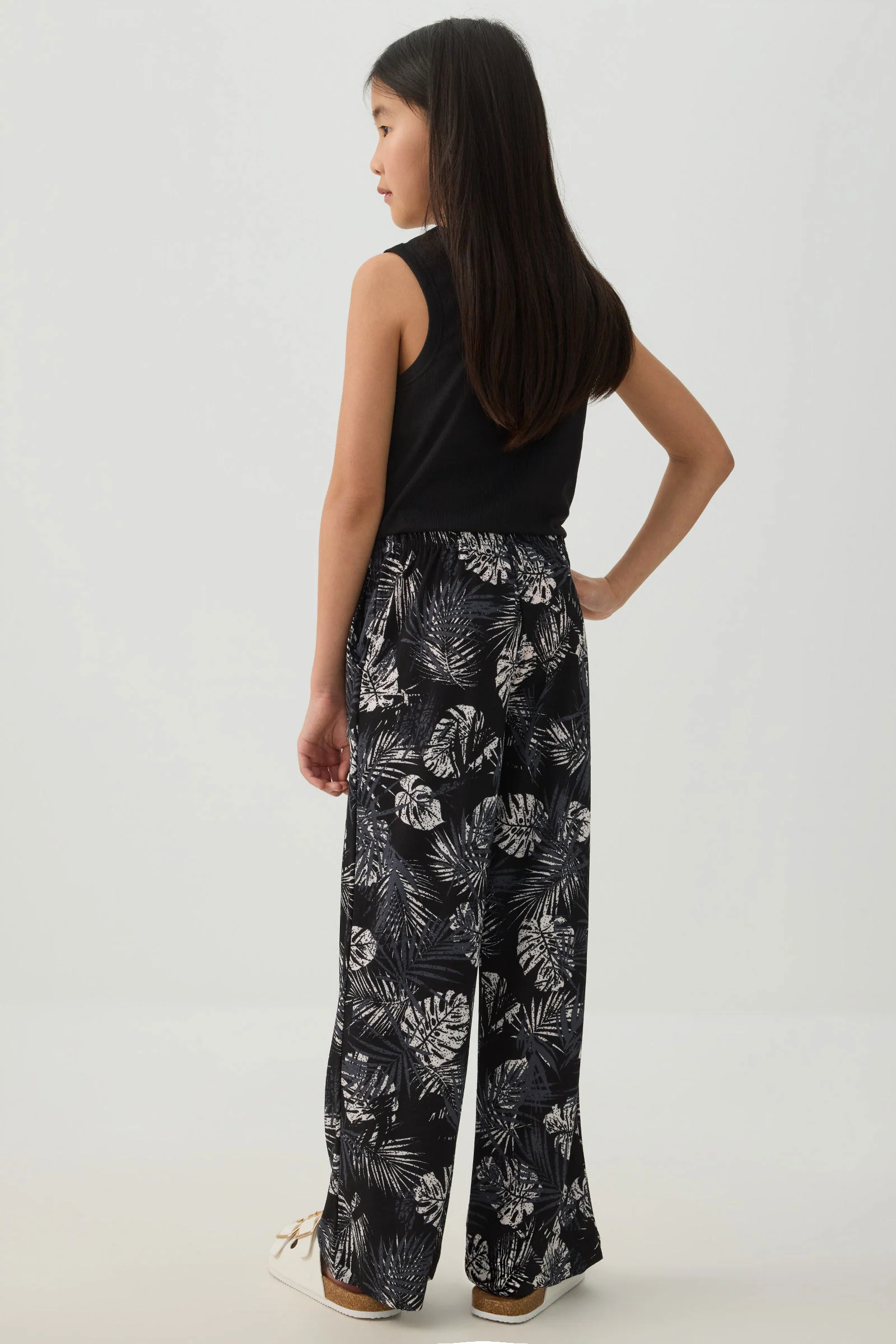 Printed Wide Leg Knit Crepe Pants - Image 4