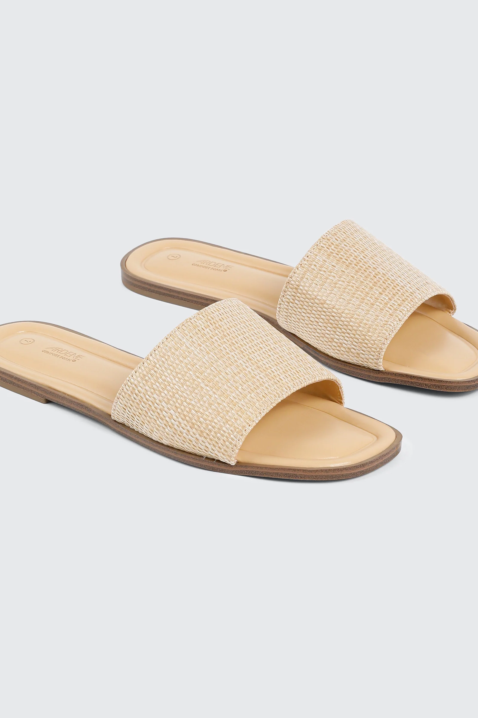 Raffia Square Toe Slide Sandals - Image 2
