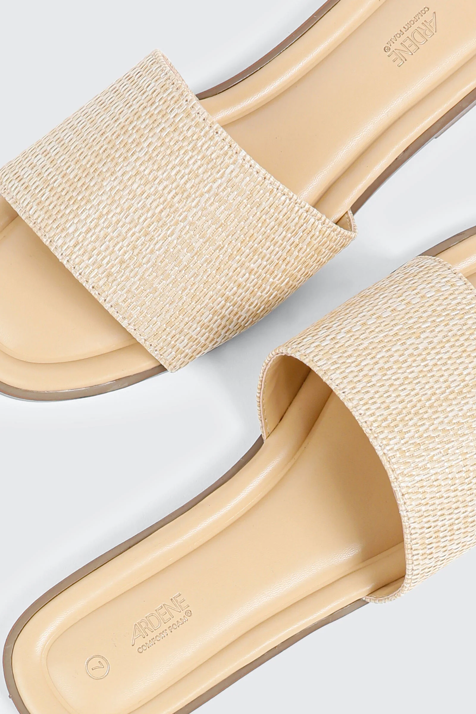 Raffia Square Toe Slide Sandals - Image 3